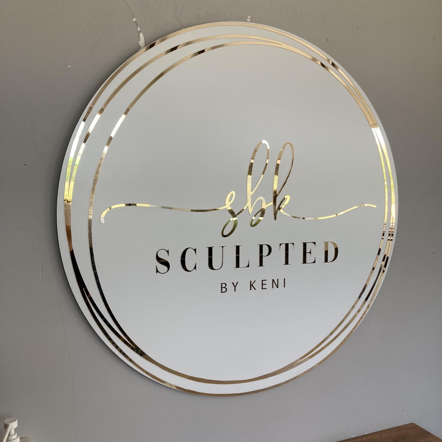 Business Round Mirror Logo Sign, Custom 3D Acrylic Sign, Modern Office Wall Decor, Personalized Company Logo, Reception Desk Sign