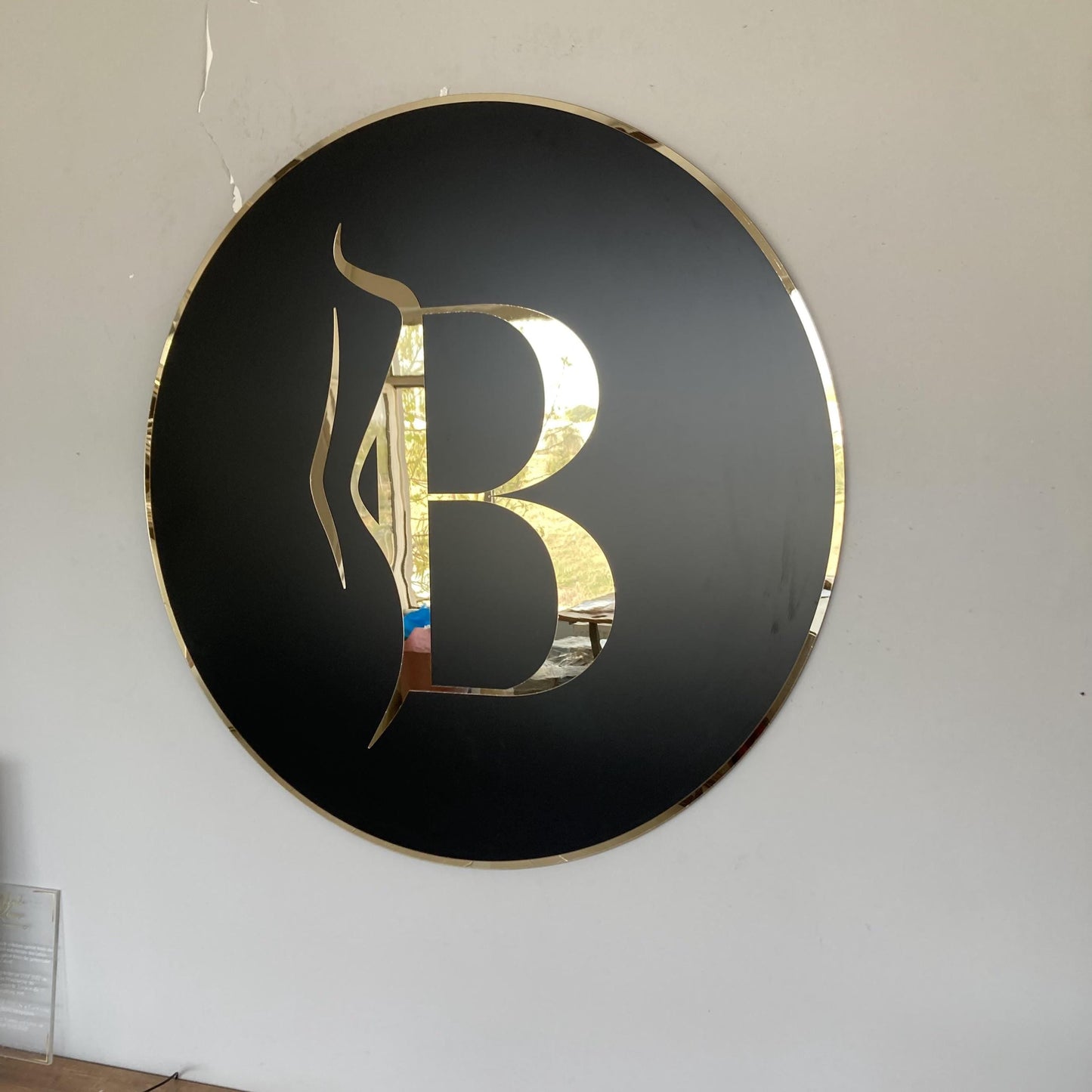 Business Round Mirror Logo Sign, Custom 3D Acrylic Sign, Modern Office Wall Decor, Personalized Company Logo, Reception Desk Sign