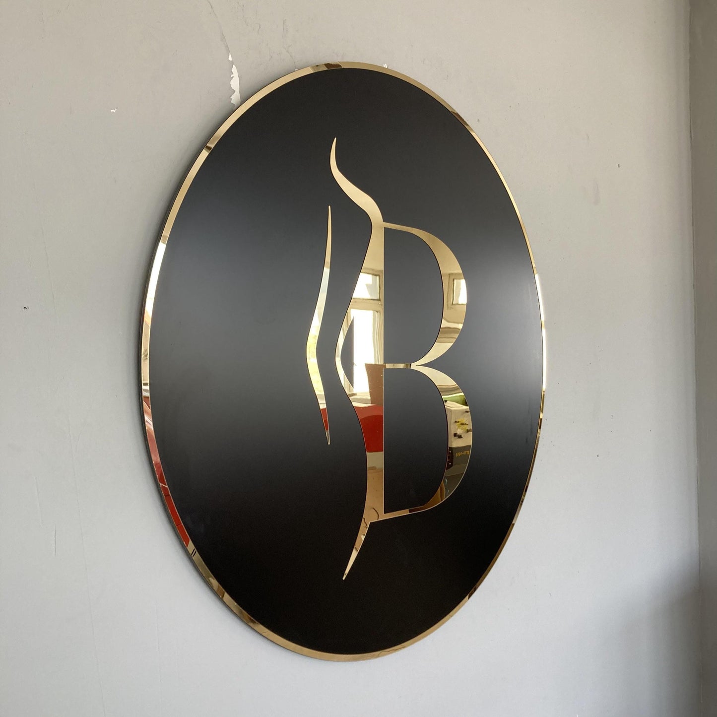 Business Round Mirror Logo Sign, Custom 3D Acrylic Sign, Modern Office Wall Decor, Personalized Company Logo, Reception Desk Sign