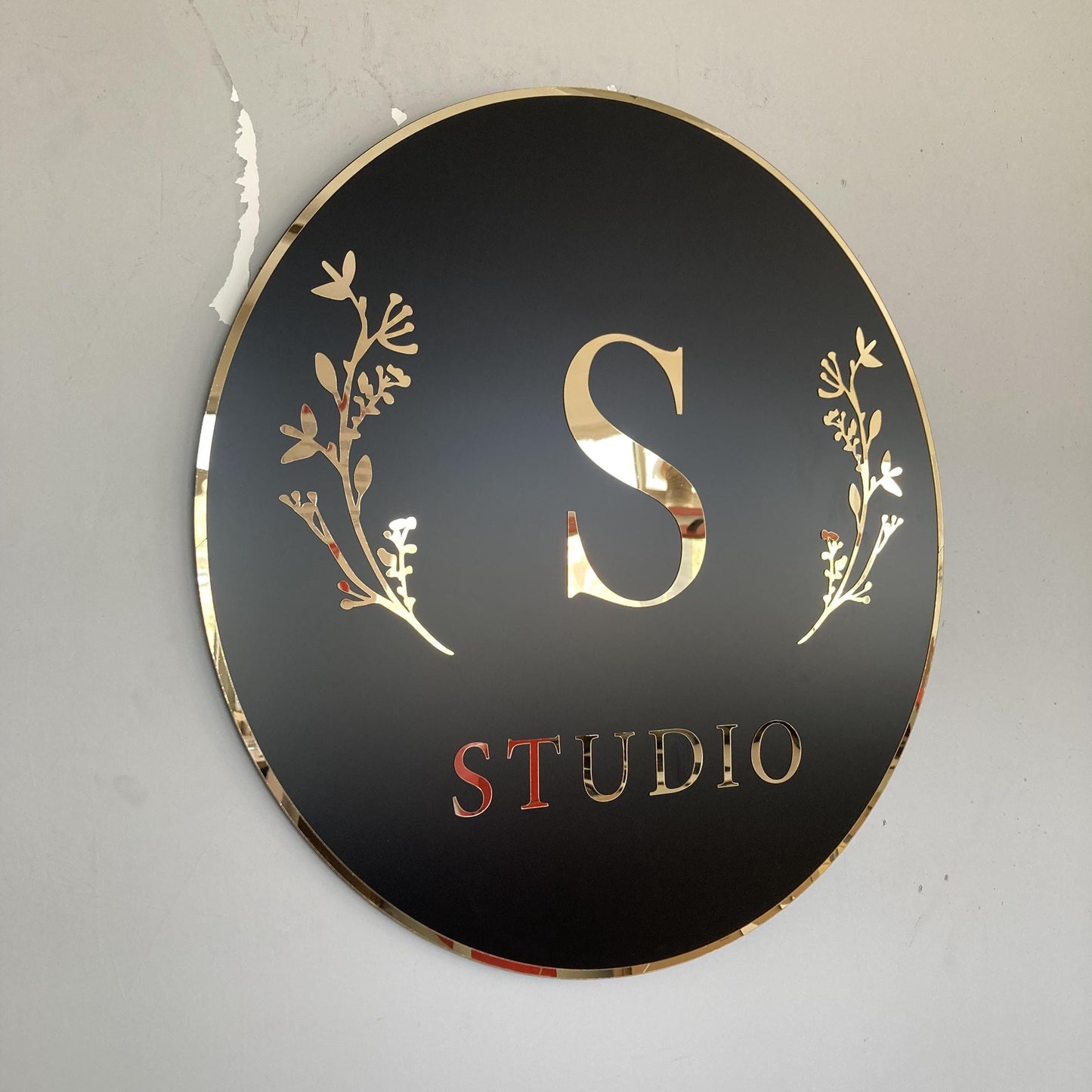 Business Round Mirror Logo Sign, Custom 3D Acrylic Sign, Modern Office Wall Decor, Personalized Company Logo, Reception Desk Sign