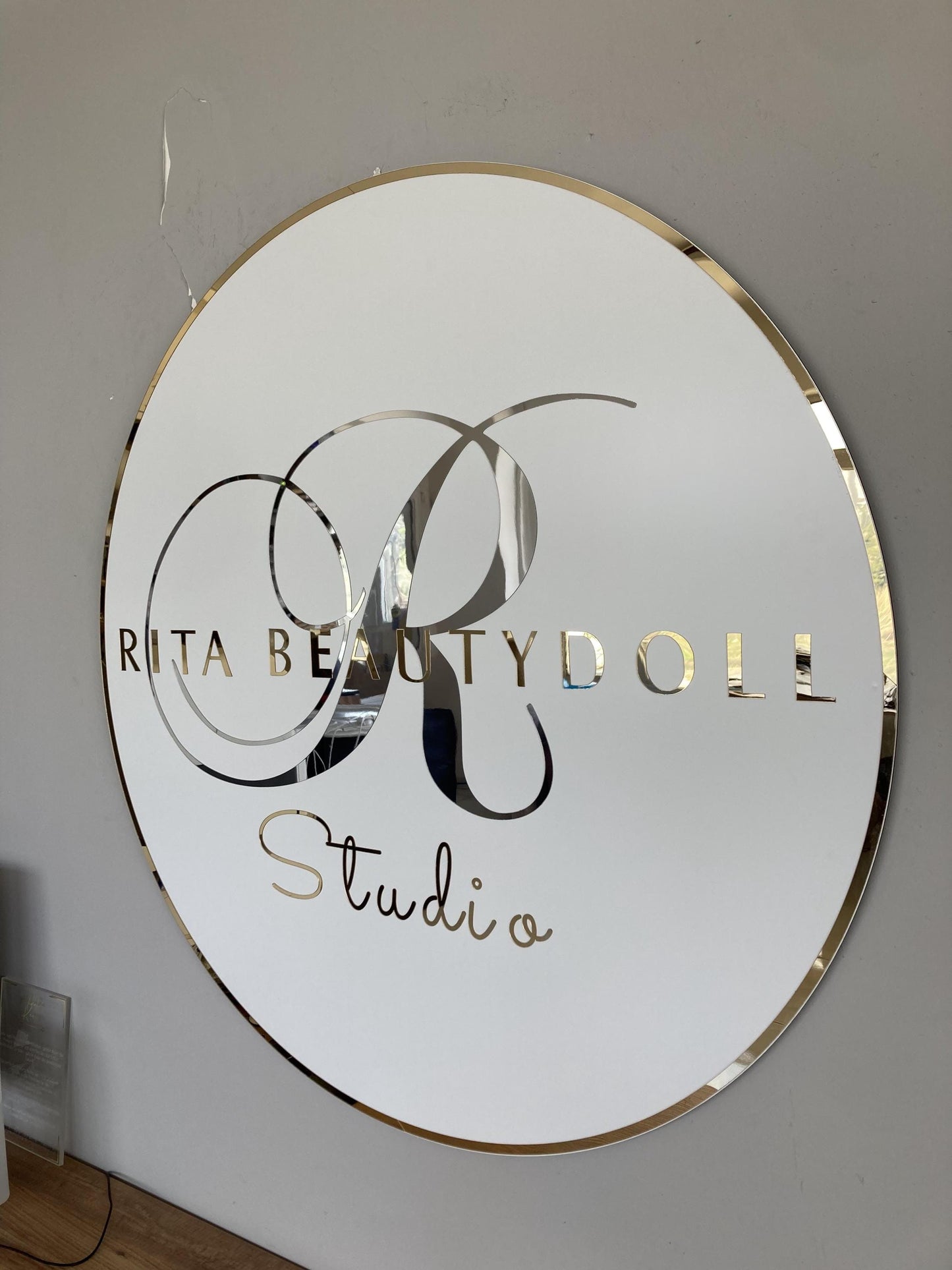 Business Round Mirror Logo Sign, Custom 3D Acrylic Sign, Modern Office Wall Decor, Personalized Company Logo, Reception Desk Sign