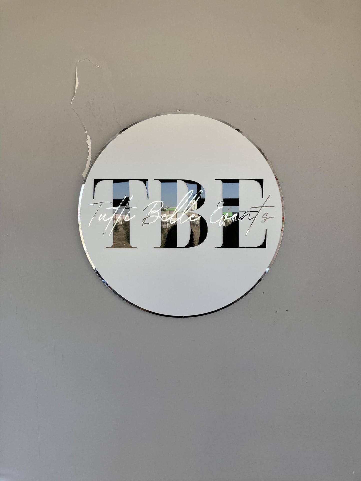 Business Round Mirror Logo Sign, Custom 3D Acrylic Sign, Modern Office Wall Decor, Personalized Company Logo, Reception Desk Sign