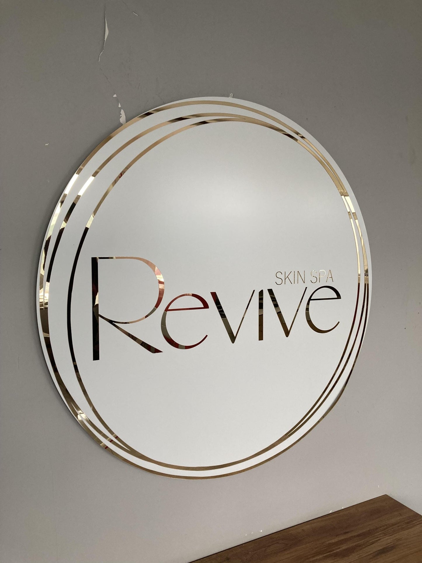 Business Round Mirror Logo Sign, Custom 3D Acrylic Sign, Modern Office Wall Decor, Personalized Company Logo, Reception Desk Sign