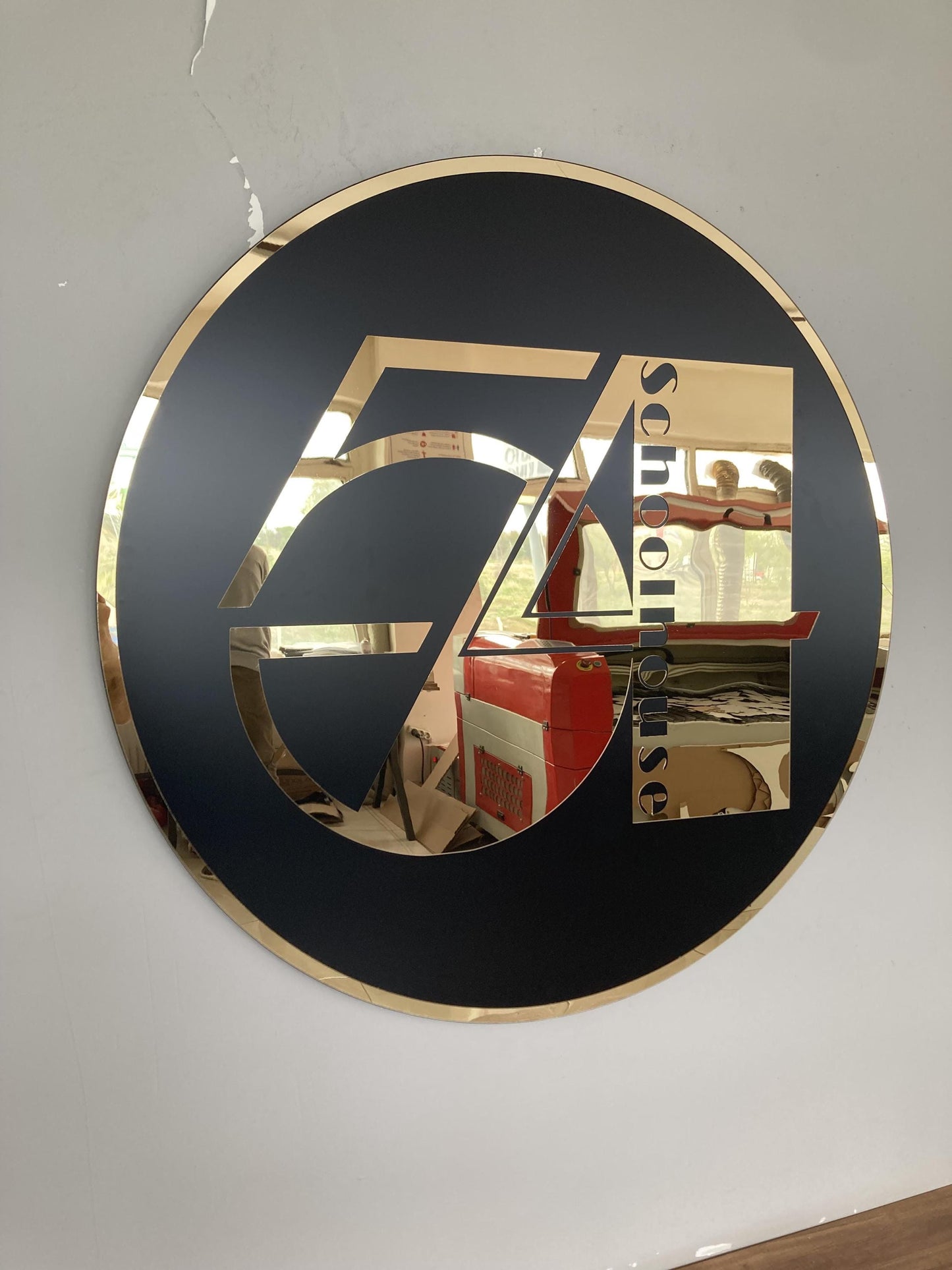 Business Round Mirror Logo Sign, Custom 3D Acrylic Sign, Modern Office Wall Decor, Personalized Company Logo, Reception Desk Sign