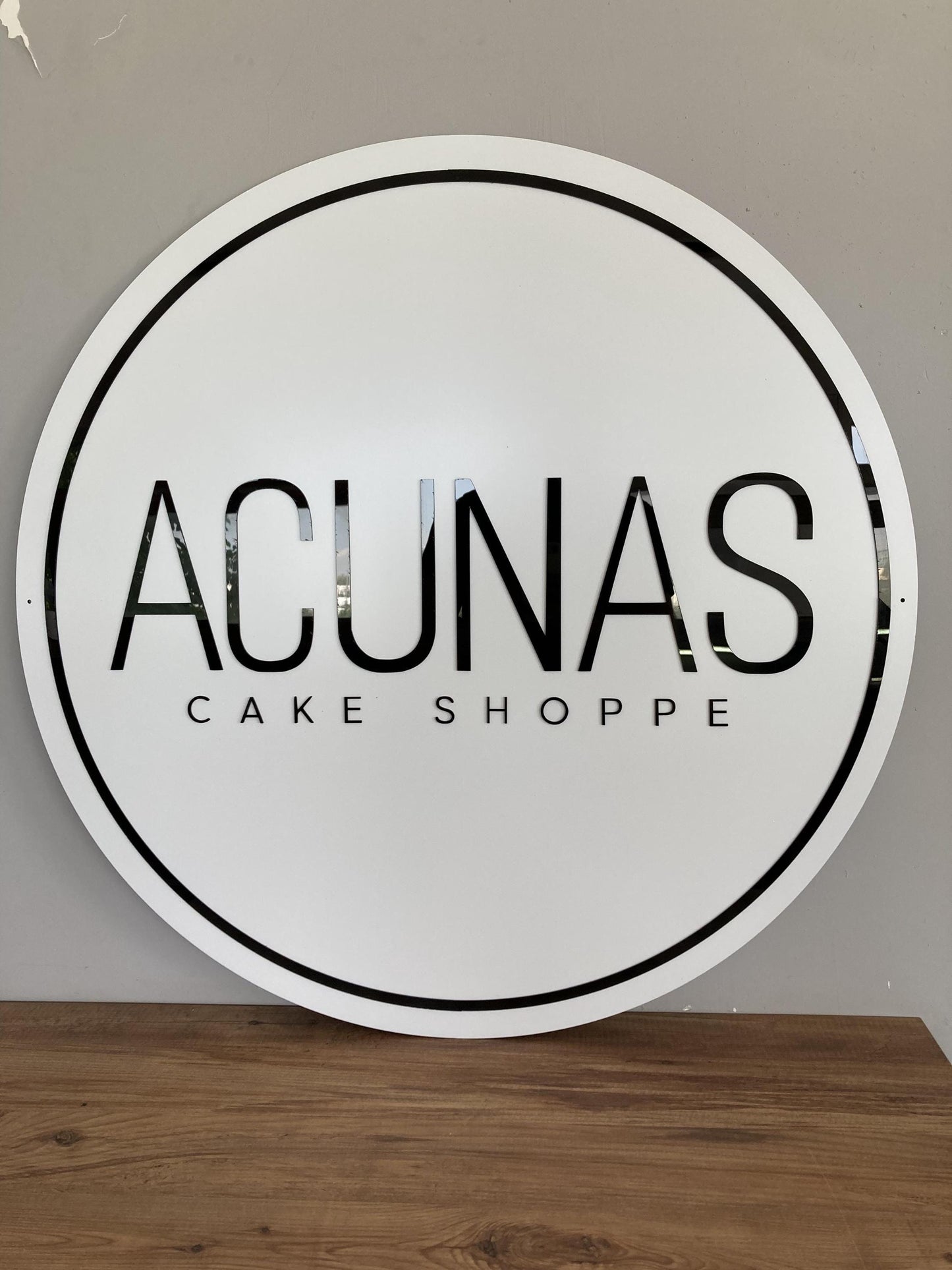 Business Round Mirror Logo Sign, Custom 3D Acrylic Sign, Modern Office Wall Decor, Personalized Company Logo, Reception Desk Sign