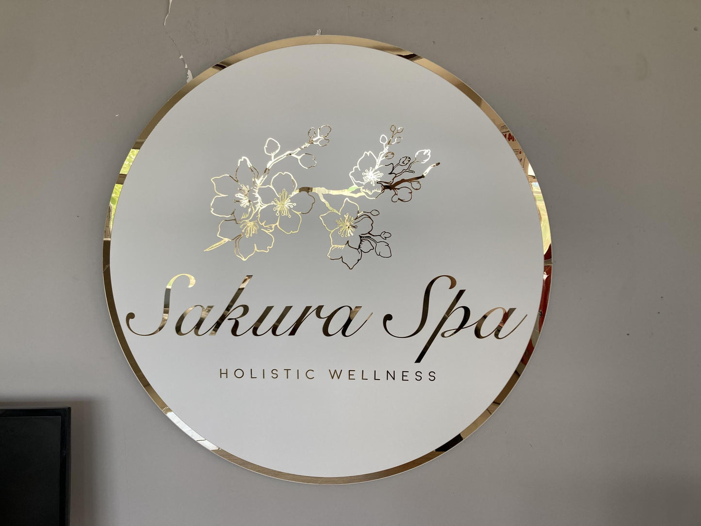 Business Round Mirror Logo Sign, Custom 3D Acrylic Sign, Modern Office Wall Decor, Personalized Company Logo, Reception Desk Sign