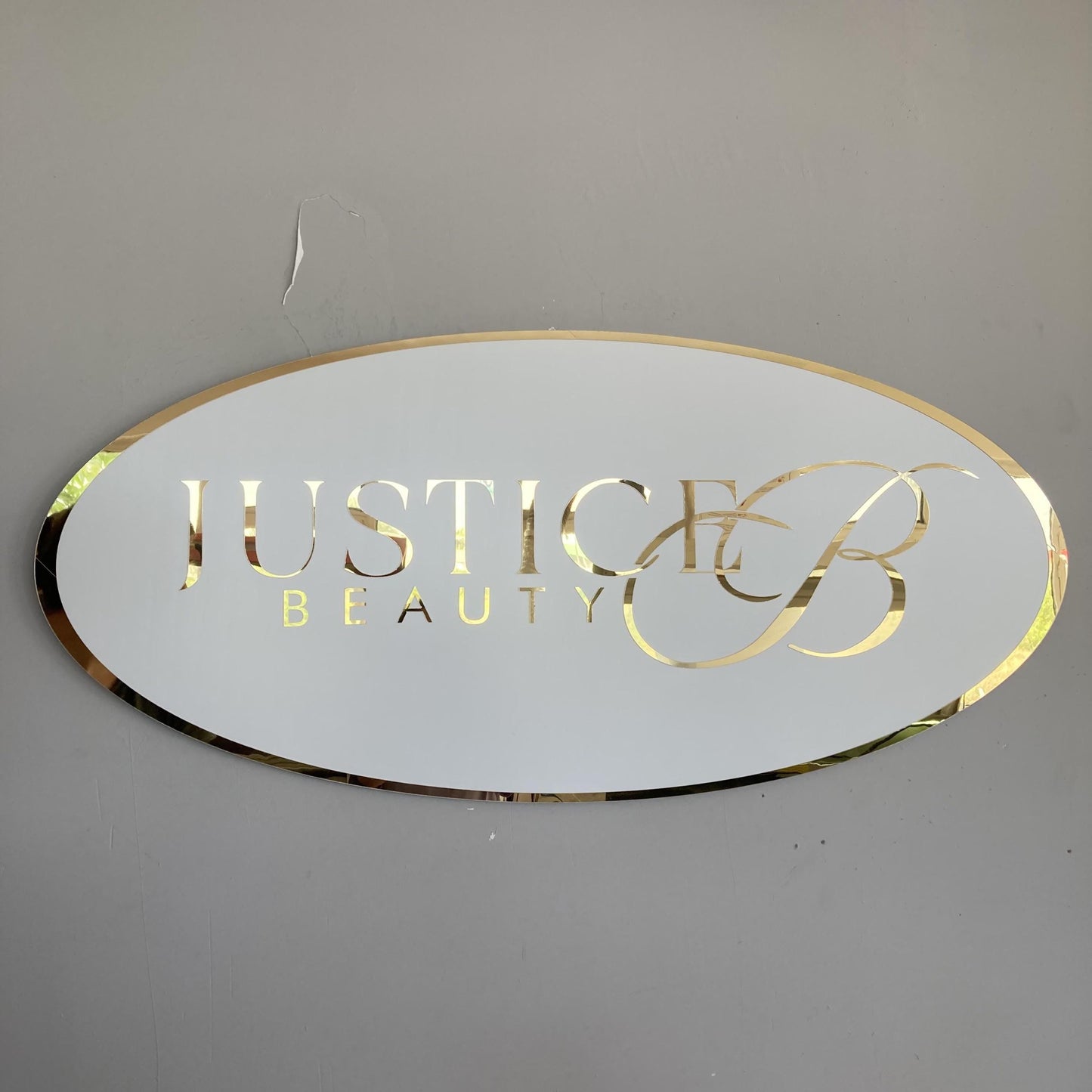 Business Oval Mirror Logo Sign, Custom 3D Acrylic Sign, Modern Office Wall Decor, Personalized Company Logo, Reception Desk Sign