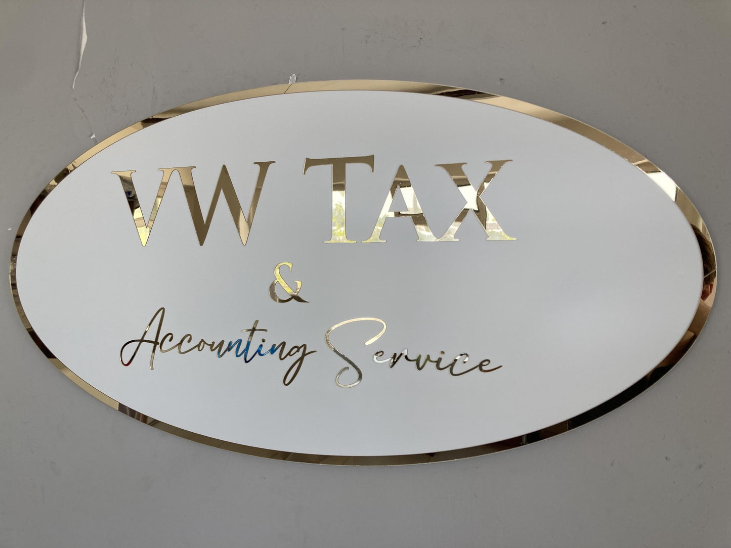 Business Oval Mirror Logo Sign, Custom 3D Acrylic Sign, Modern Office Wall Decor, Personalized Company Logo, Reception Desk Sign