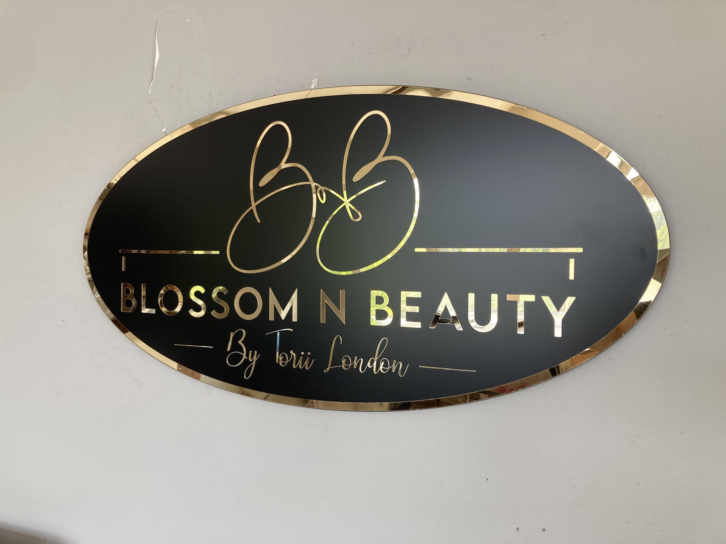 Business Oval Mirror Logo Sign, Custom 3D Acrylic Sign, Modern Office Wall Decor, Personalized Company Logo, Reception Desk Sign