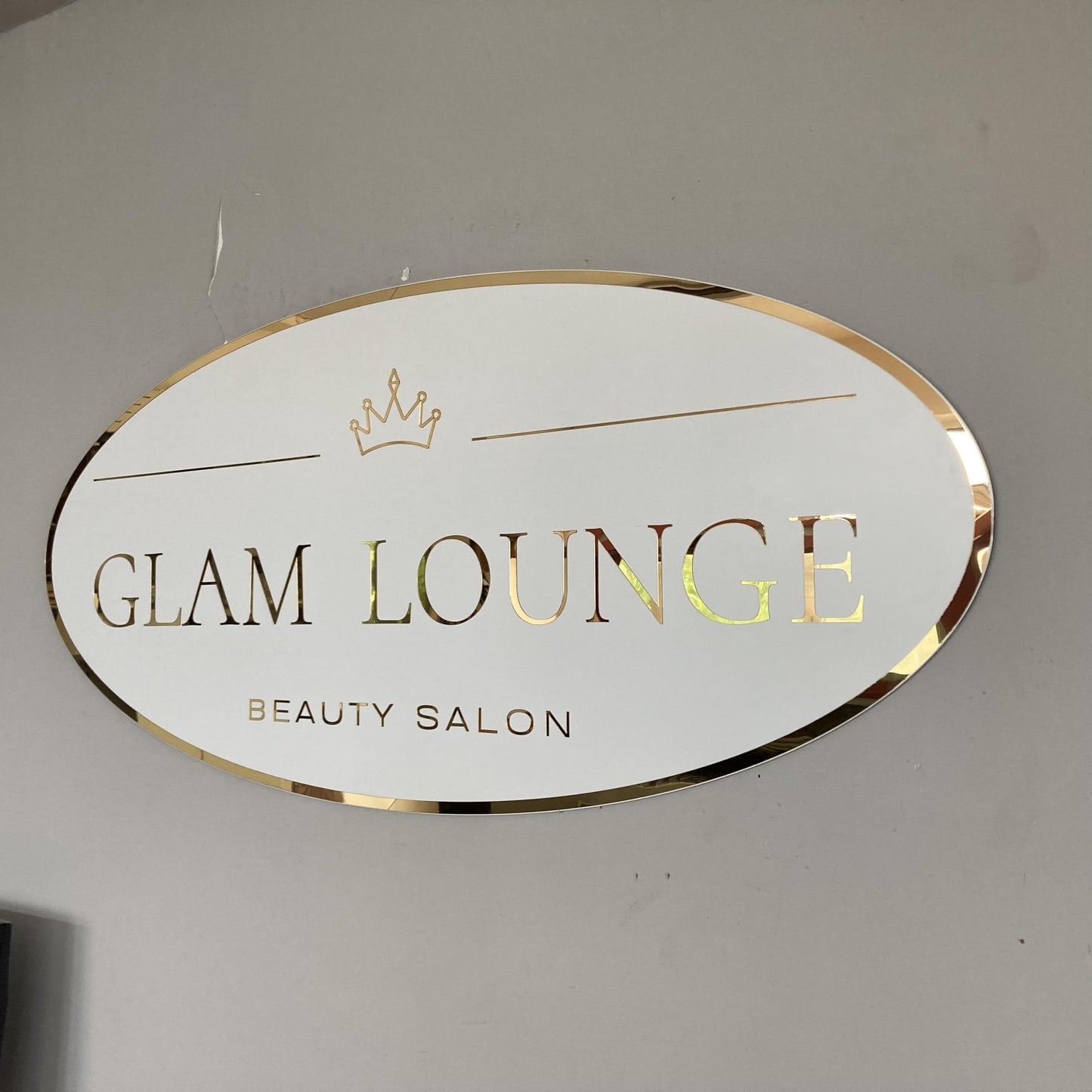 Business Oval Mirror Logo Sign, Custom 3D Acrylic Sign, Modern Office Wall Decor, Personalized Company Logo, Reception Desk Sign