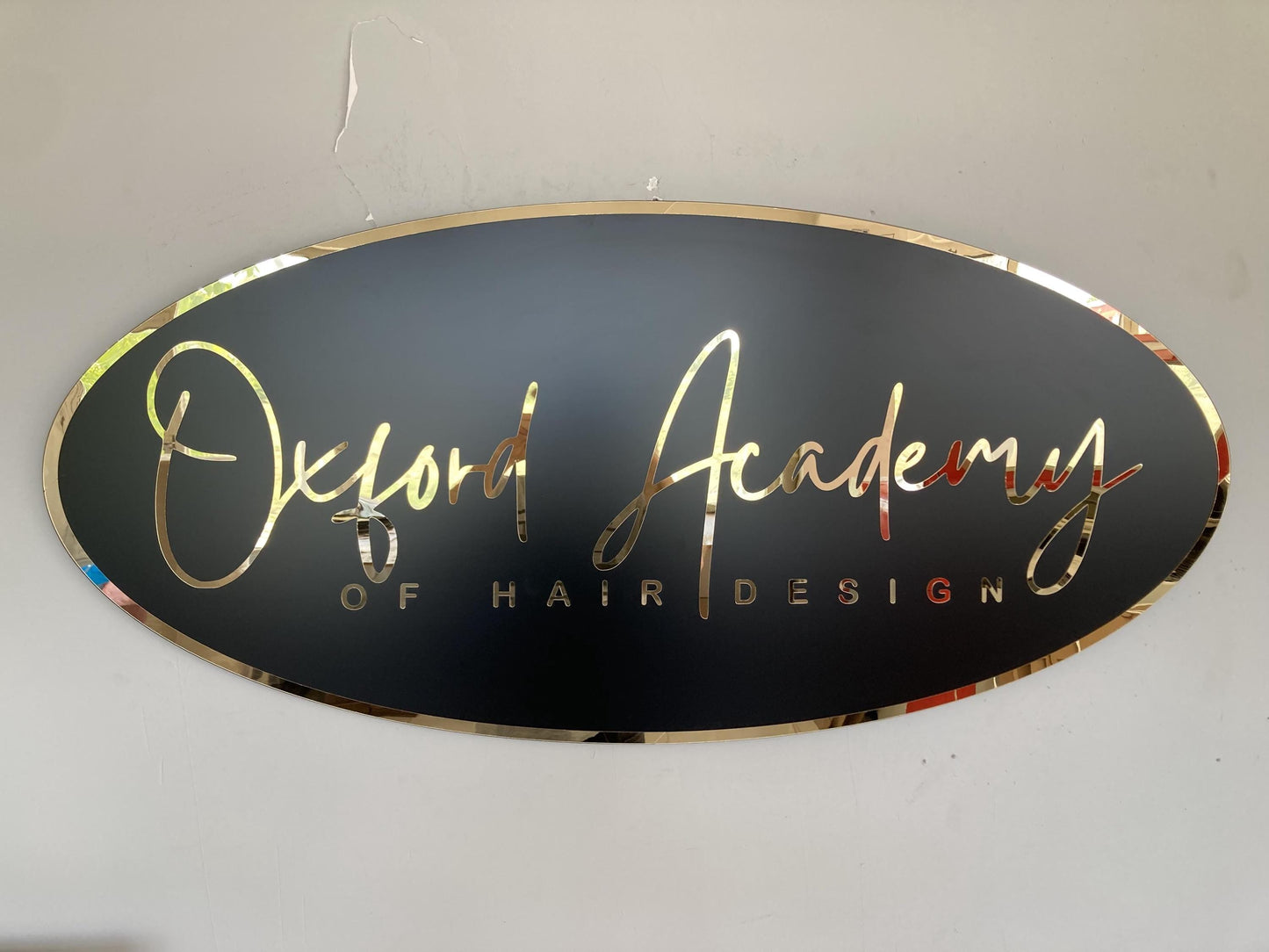 Business Oval Mirror Logo Sign, Custom 3D Acrylic Sign, Modern Office Wall Decor, Personalized Company Logo, Reception Desk Sign