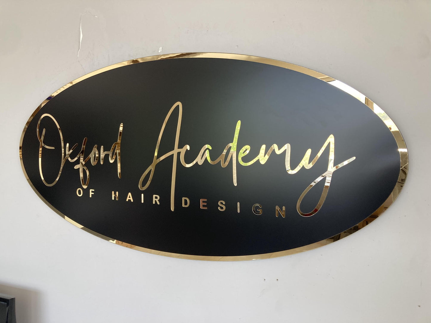 Business Oval Mirror Logo Sign, Custom 3D Acrylic Sign, Modern Office Wall Decor, Personalized Company Logo, Reception Desk Sign