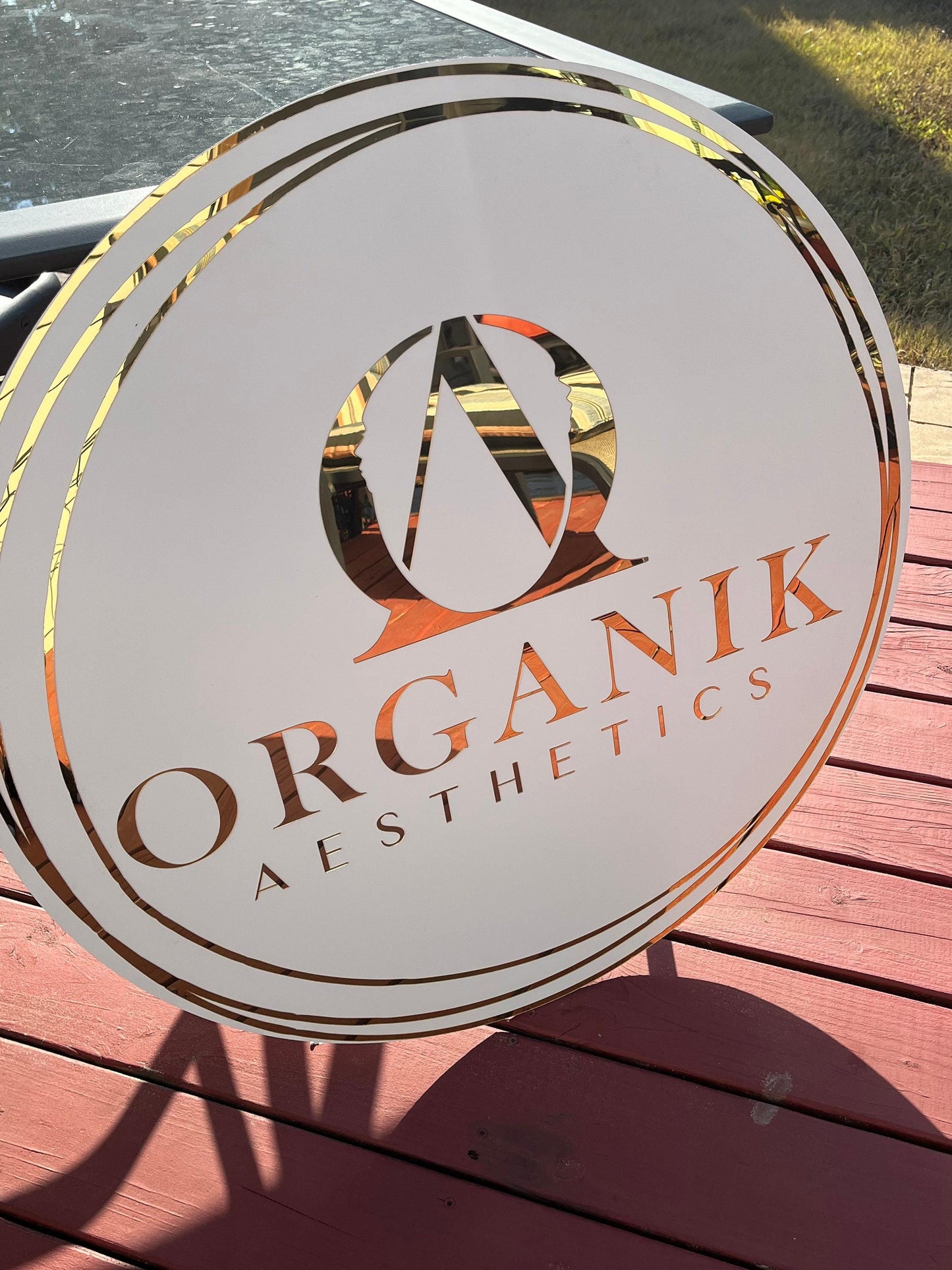 Business Round Mirror Logo Sign, Custom 3D Acrylic Sign, Modern Office Wall Decor, Personalized Company Logo, Reception Desk Sign