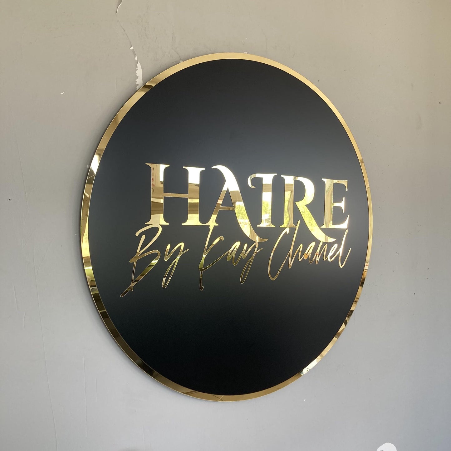 Business Round Mirror Logo Sign, Custom 3D Acrylic Sign, Modern Office Wall Decor, Personalized Company Logo, Reception Desk Sign