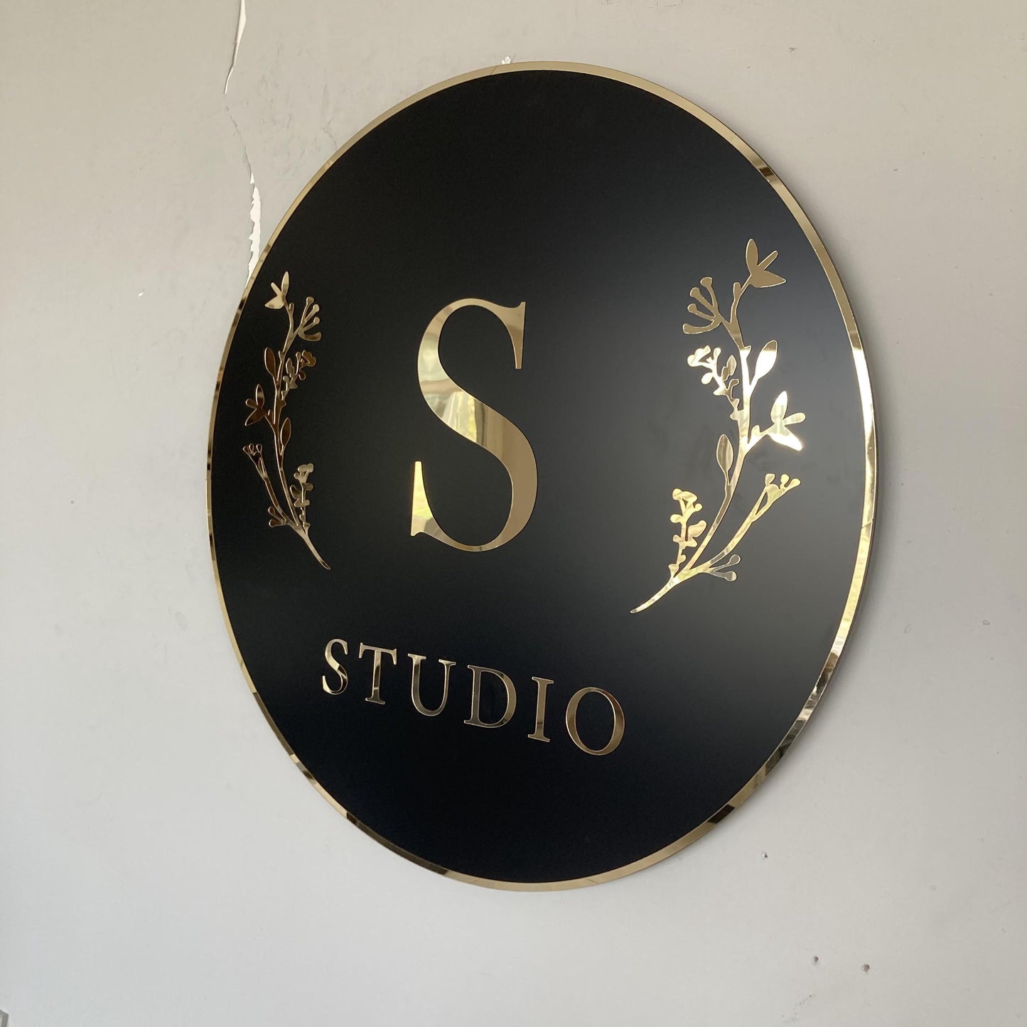 Business Round Mirror Logo Sign, Custom 3D Acrylic Sign, Modern Office Wall Decor, Personalized Company Logo, Reception Desk Sign