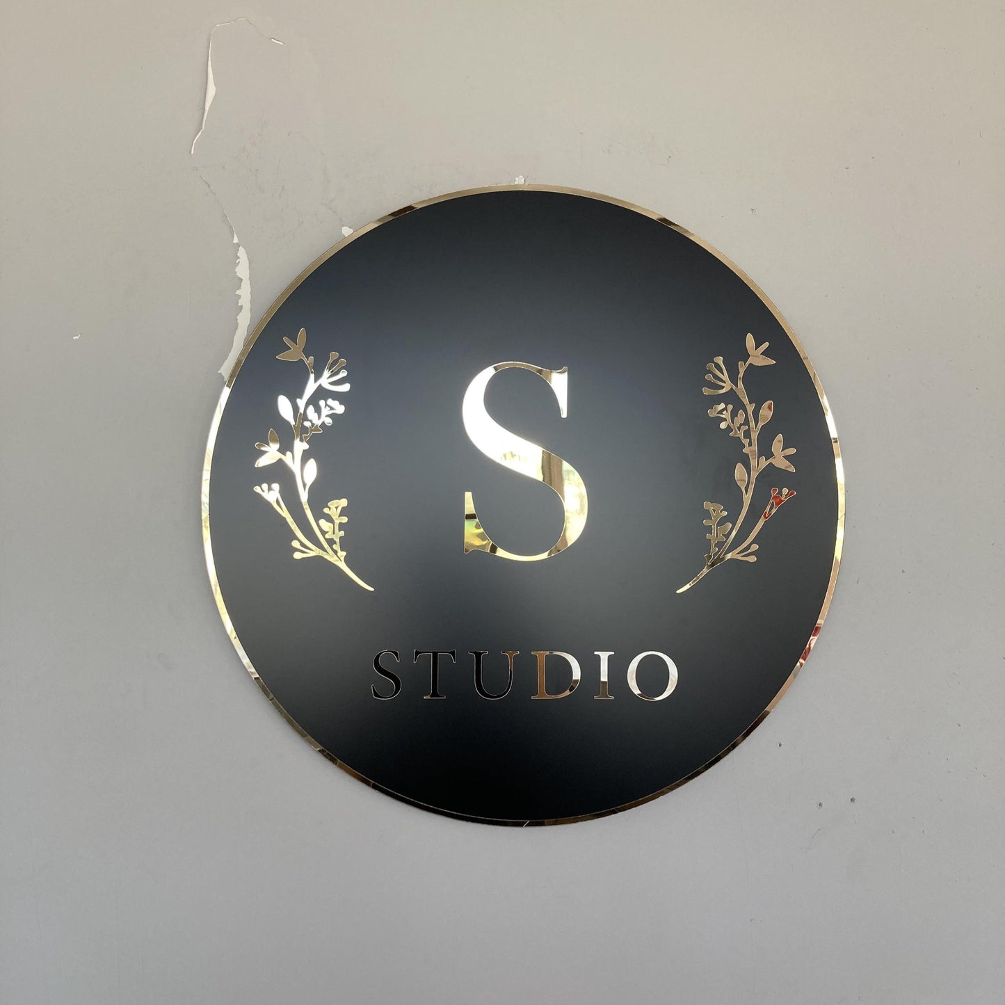 Business Round Mirror Logo Sign, Custom 3D Acrylic Sign, Modern Office Wall Decor, Personalized Company Logo, Reception Desk Sign