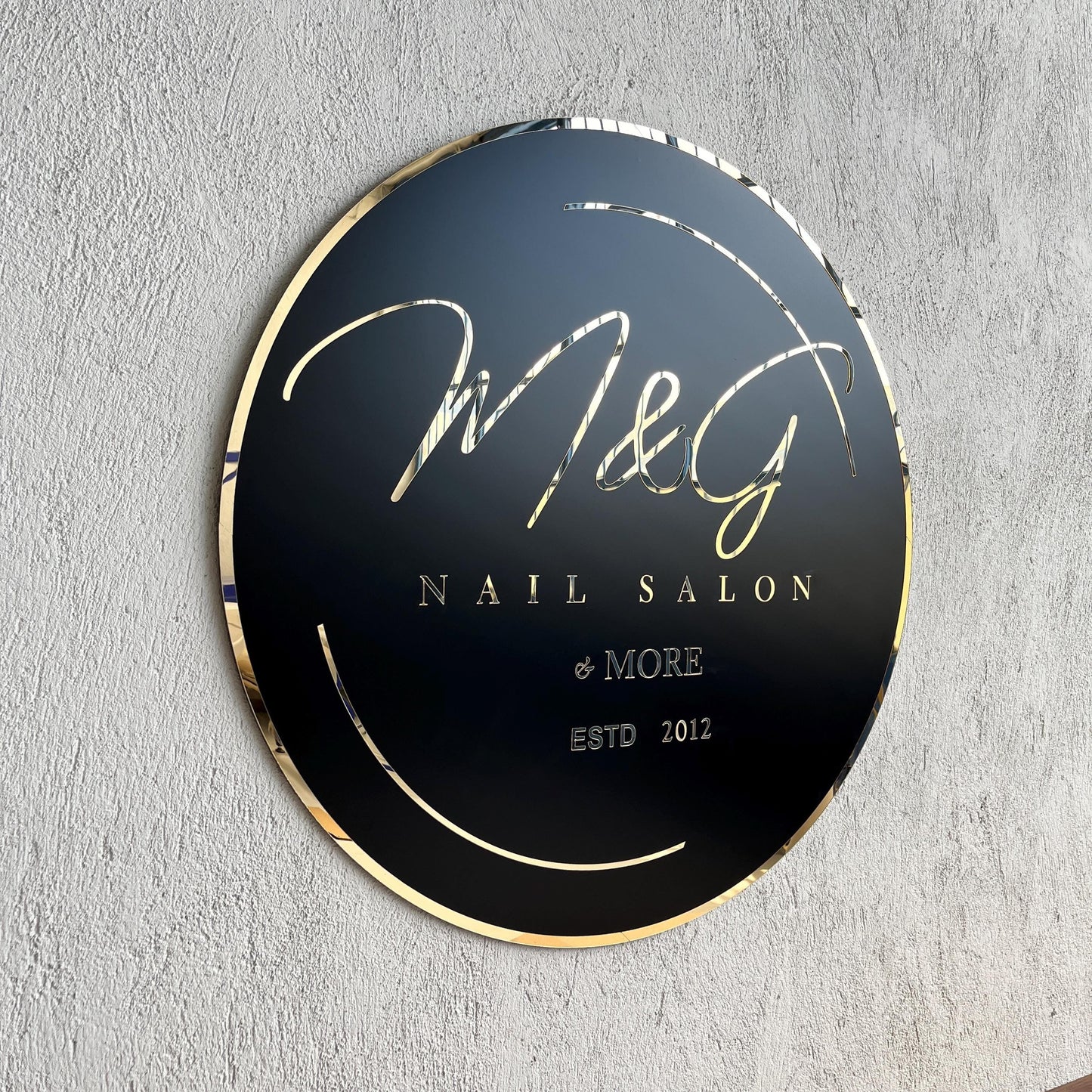 Business Black Round Mirror Logo Sign, Custom 3D Acrylic Sign, Modern Office Wall Decor, Personalized Company Logo, Reception Desk Sign