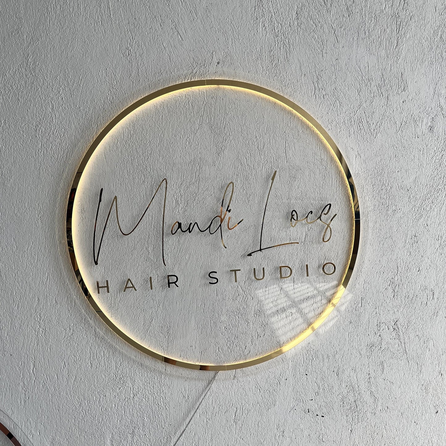 Gold Mirror Custom Sign Business Logo, Backlit Acrylic Sign, Personalized Business Name Sign, Salon Wall Decor, Office Sign, Storefront Sign