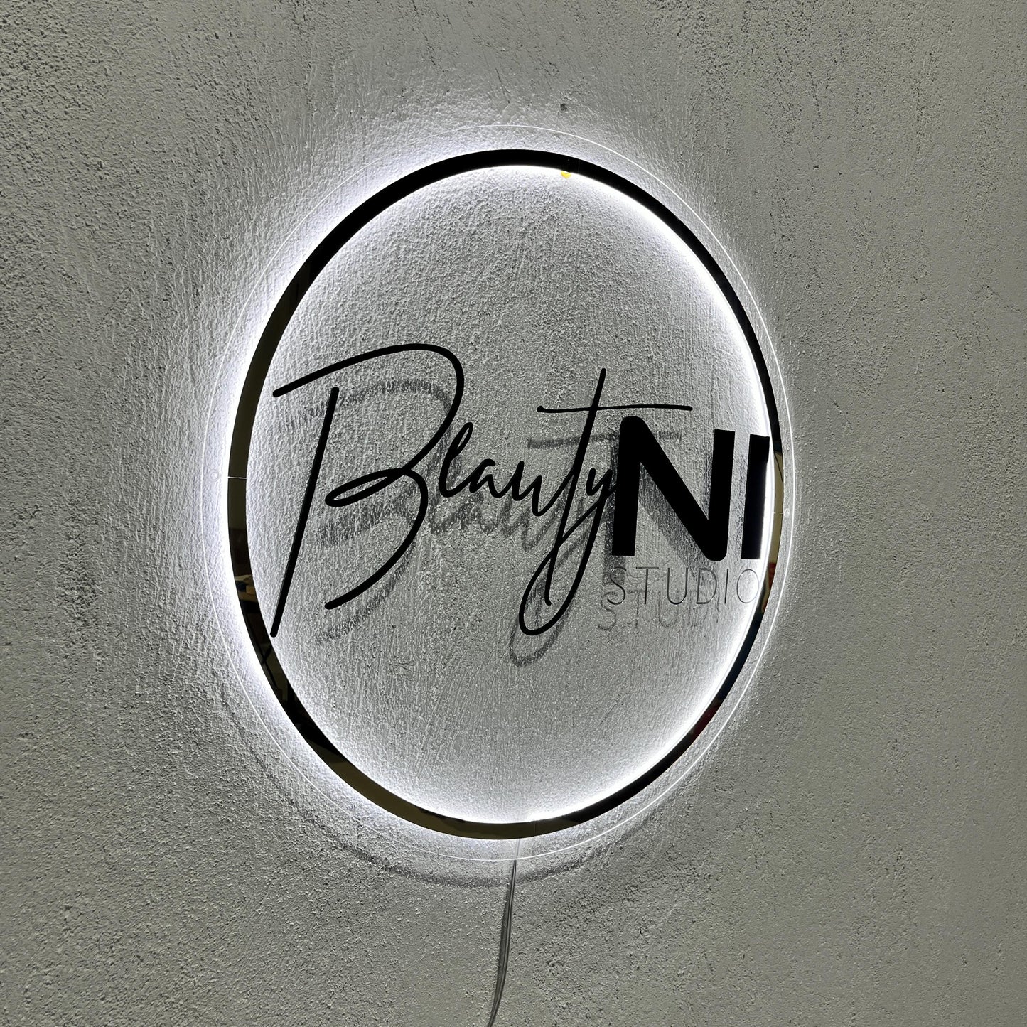 Clear Acrylic Custom Neon Sign, Backlit Acrylic Sign, Personalized Business Name Sign, Salon Wall Decor, Office Sign, Storefront Sign