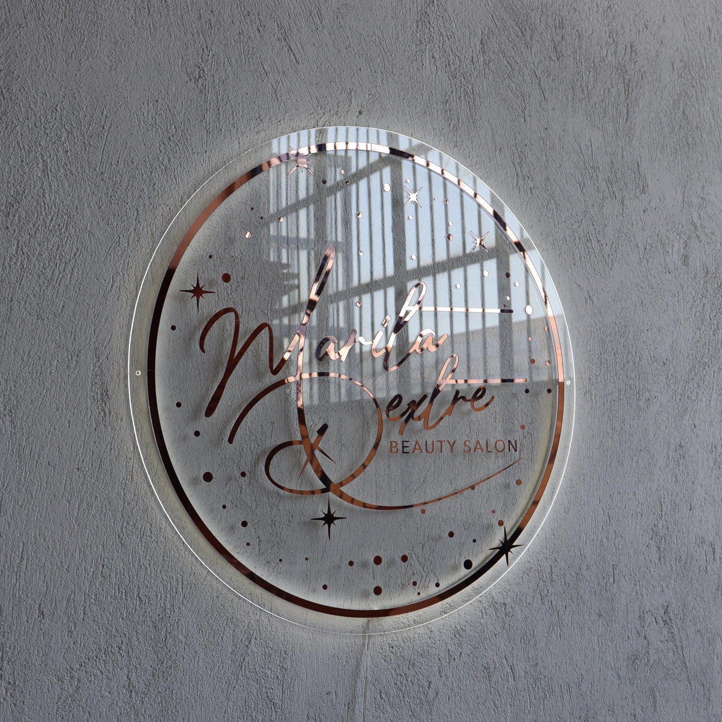Rose Gold Mirror Custom Sign Business Logo, Backlit Acrylic Sign, Personalized Business Name Sign, Salon Wall Decor, Office Storefront Sign