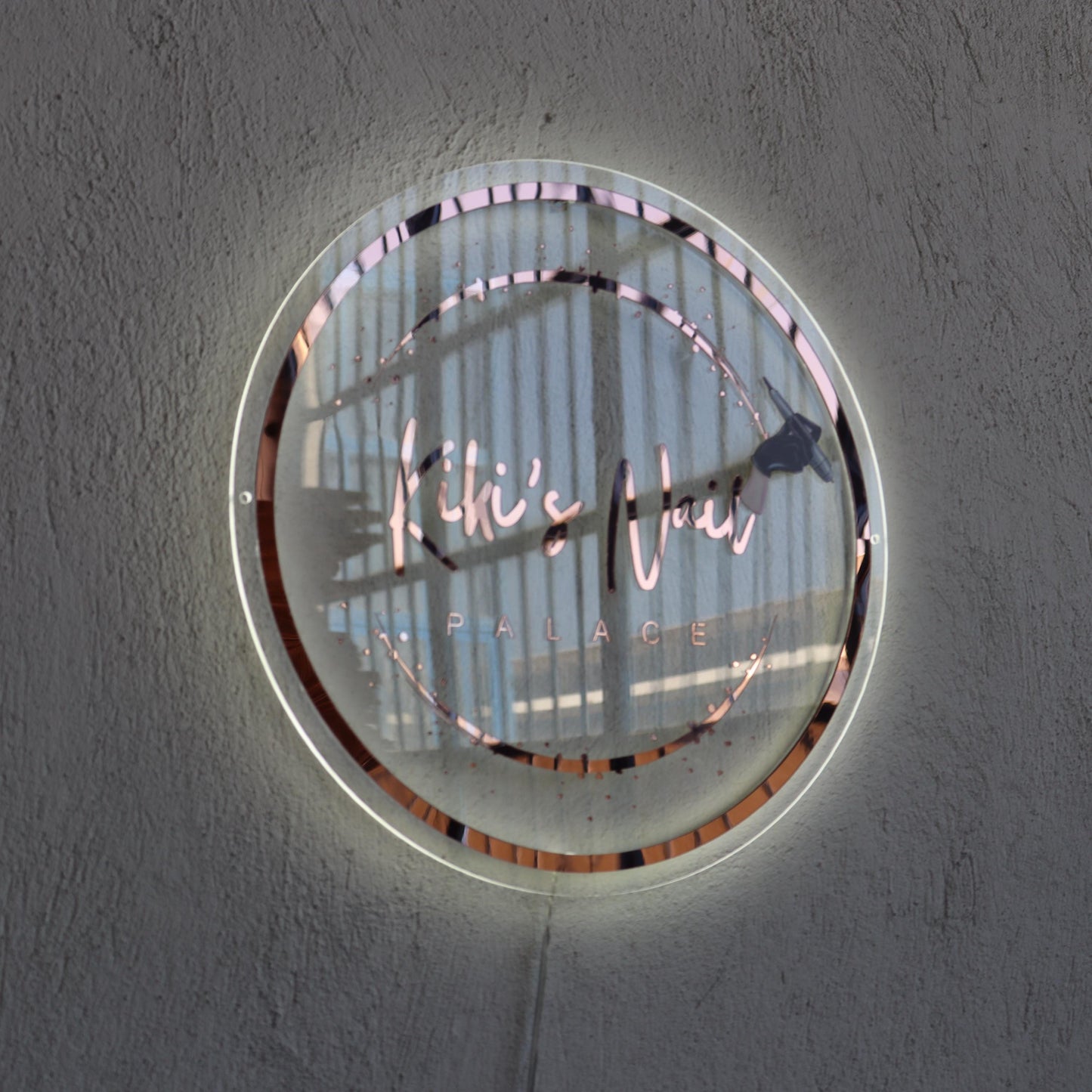 Rose Gold Mirror Custom Sign Business Logo, Backlit Acrylic Sign, Personalized Business Name Sign, Salon Wall Decor, Office Storefront Sign