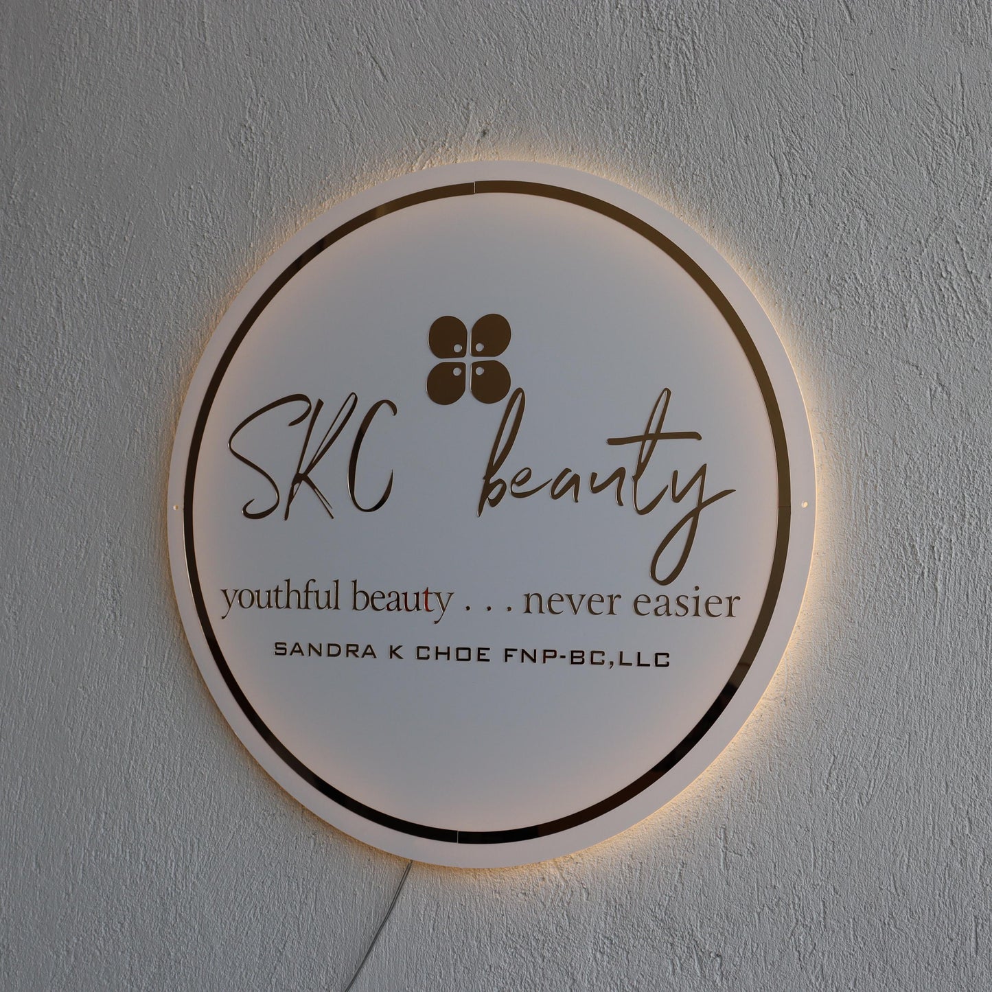 White Custom 3D Business Logo Sign, Backlit Acrylic Sign, Personalized Business Name Sign, Salon Wall Decor, Office Sign, Storefront Sign
