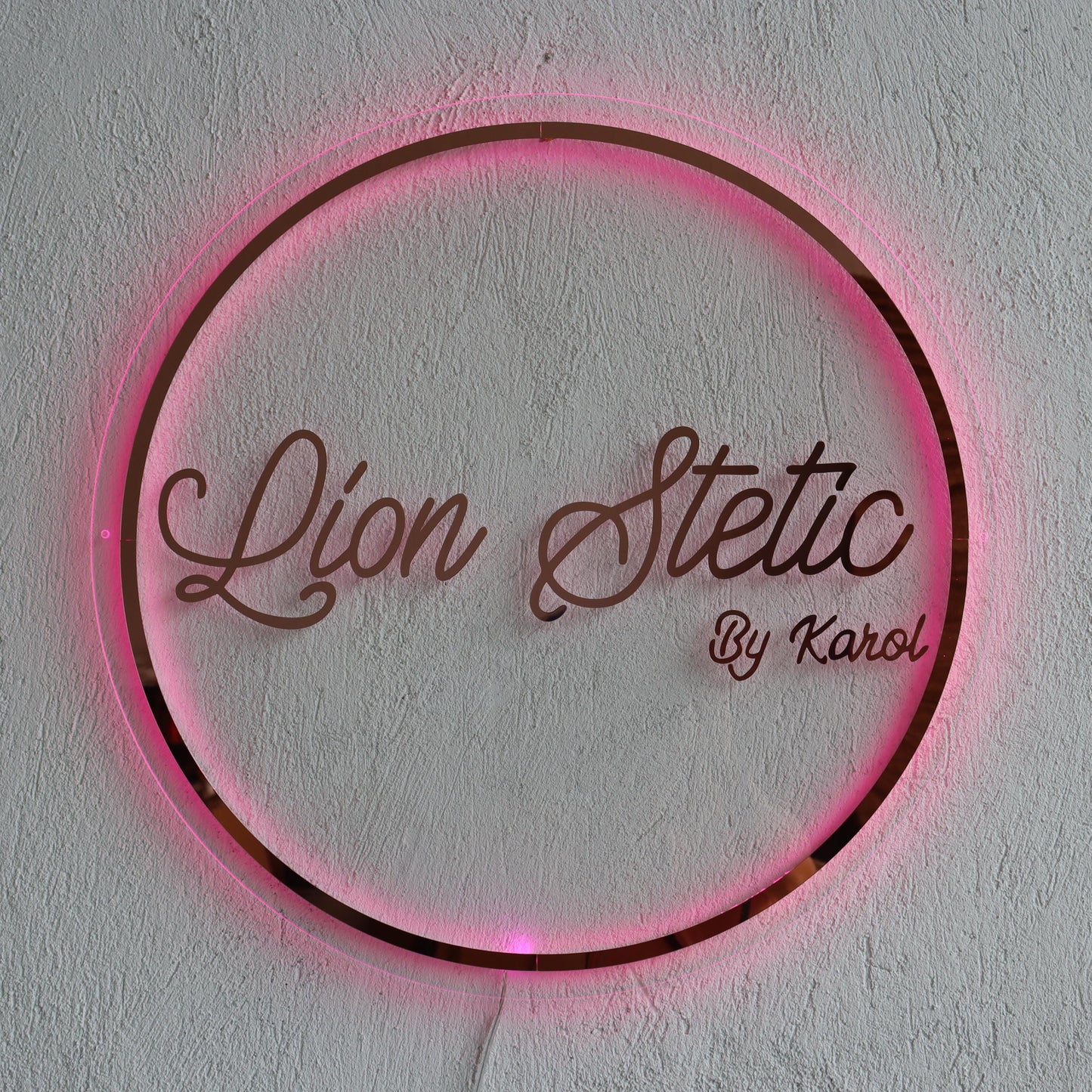 Rose Gold Mirror Custom Sign Business Logo, Backlit Acrylic Sign, Personalized Business Name Sign, Salon Wall Decor, Office Storefront Sign