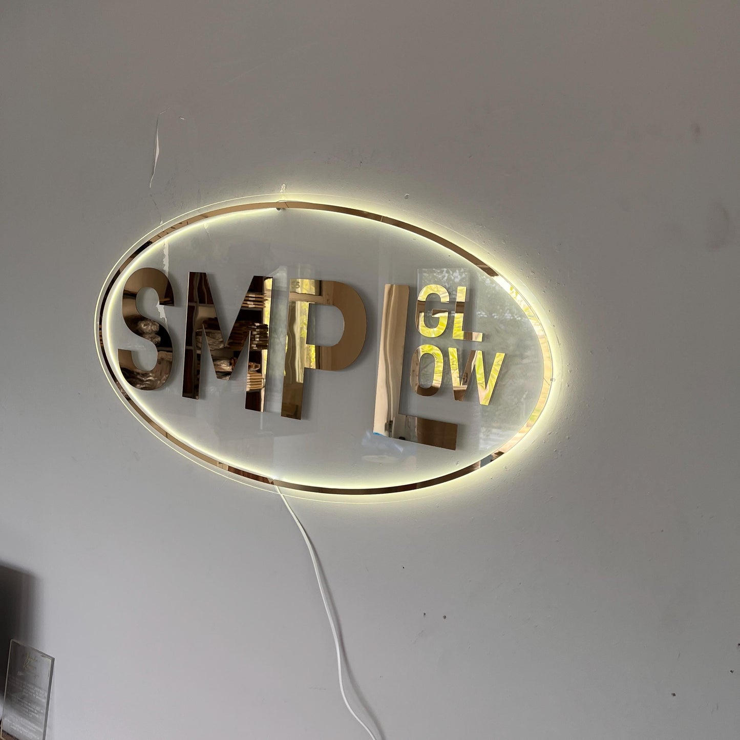 Clear Acrylic Oval Custom Neon Sign, Backlit Acrylic Sign, Personalized Business Name Sign, Salon Wall Decor, Office Sign, Storefront Sign