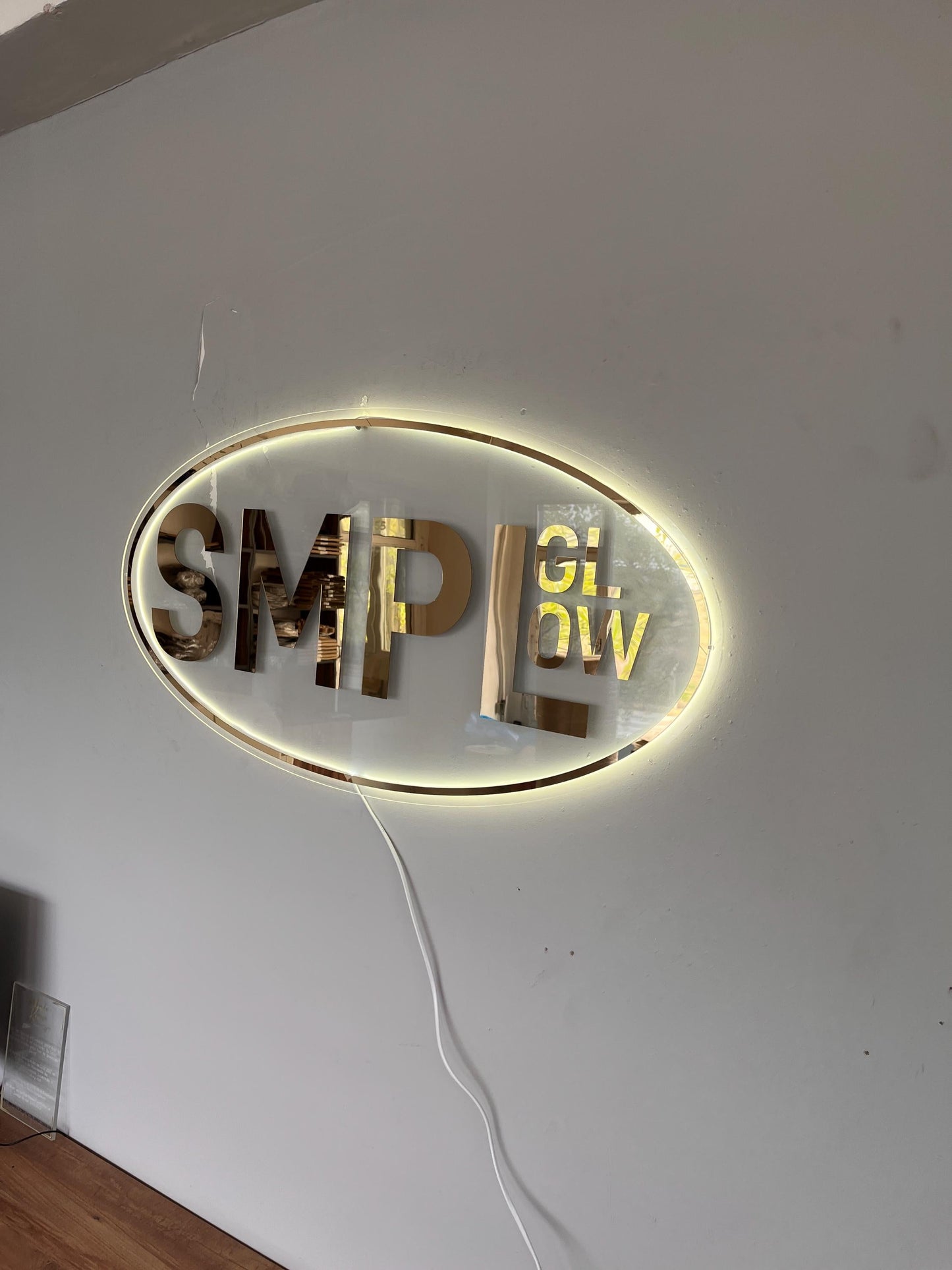 Clear Acrylic Oval Custom Neon Sign, Backlit Acrylic Sign, Personalized Business Name Sign, Salon Wall Decor, Office Sign, Storefront Sign