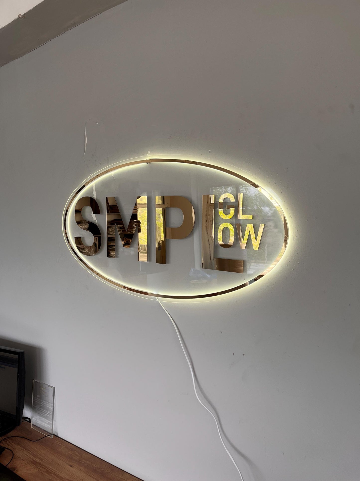 Clear Acrylic Oval Custom Neon Sign, Backlit Acrylic Sign, Personalized Business Name Sign, Salon Wall Decor, Office Sign, Storefront Sign