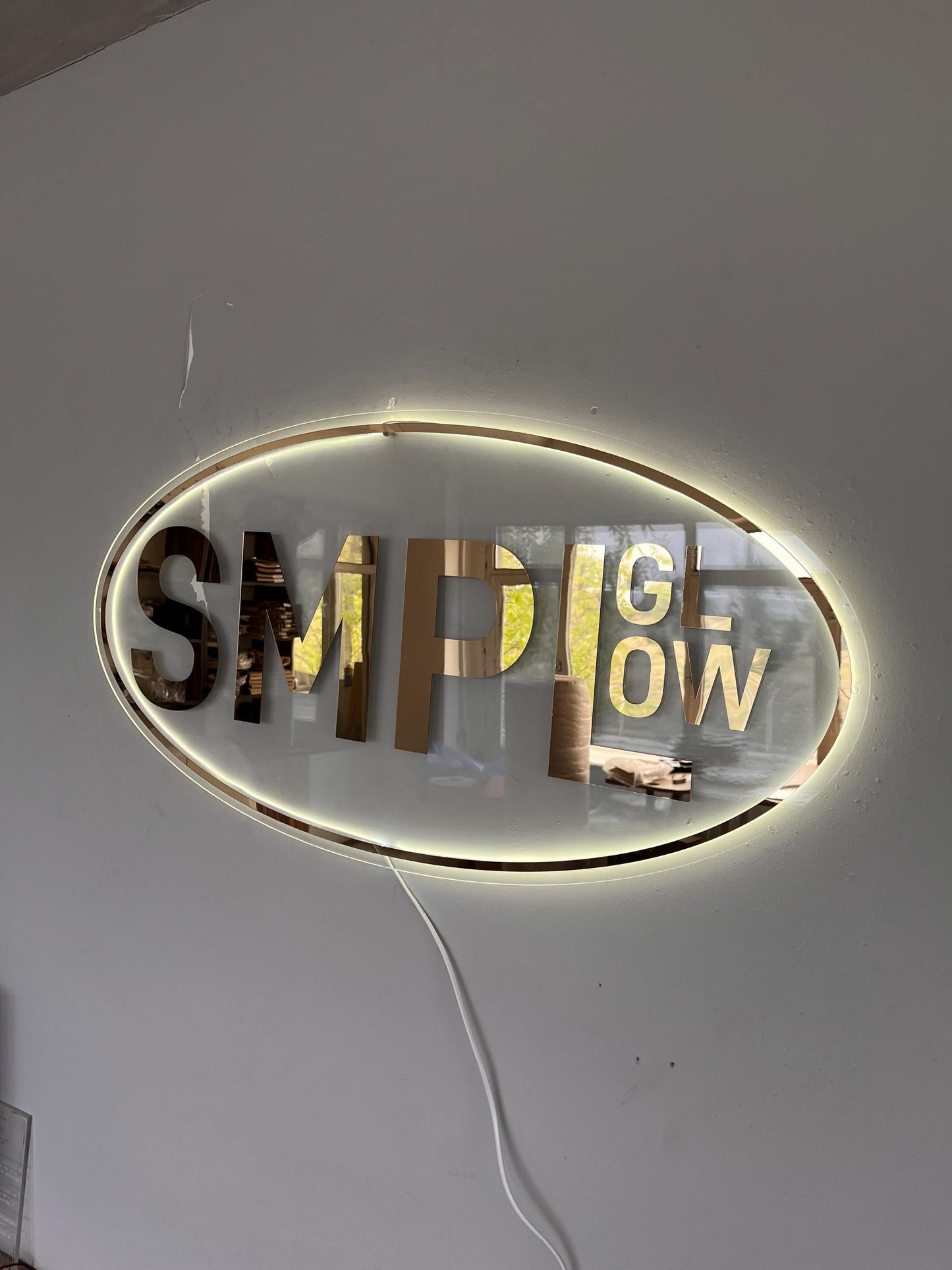 Clear Acrylic Oval Custom Neon Sign, Backlit Acrylic Sign, Personalized Business Name Sign, Salon Wall Decor, Office Sign, Storefront Sign