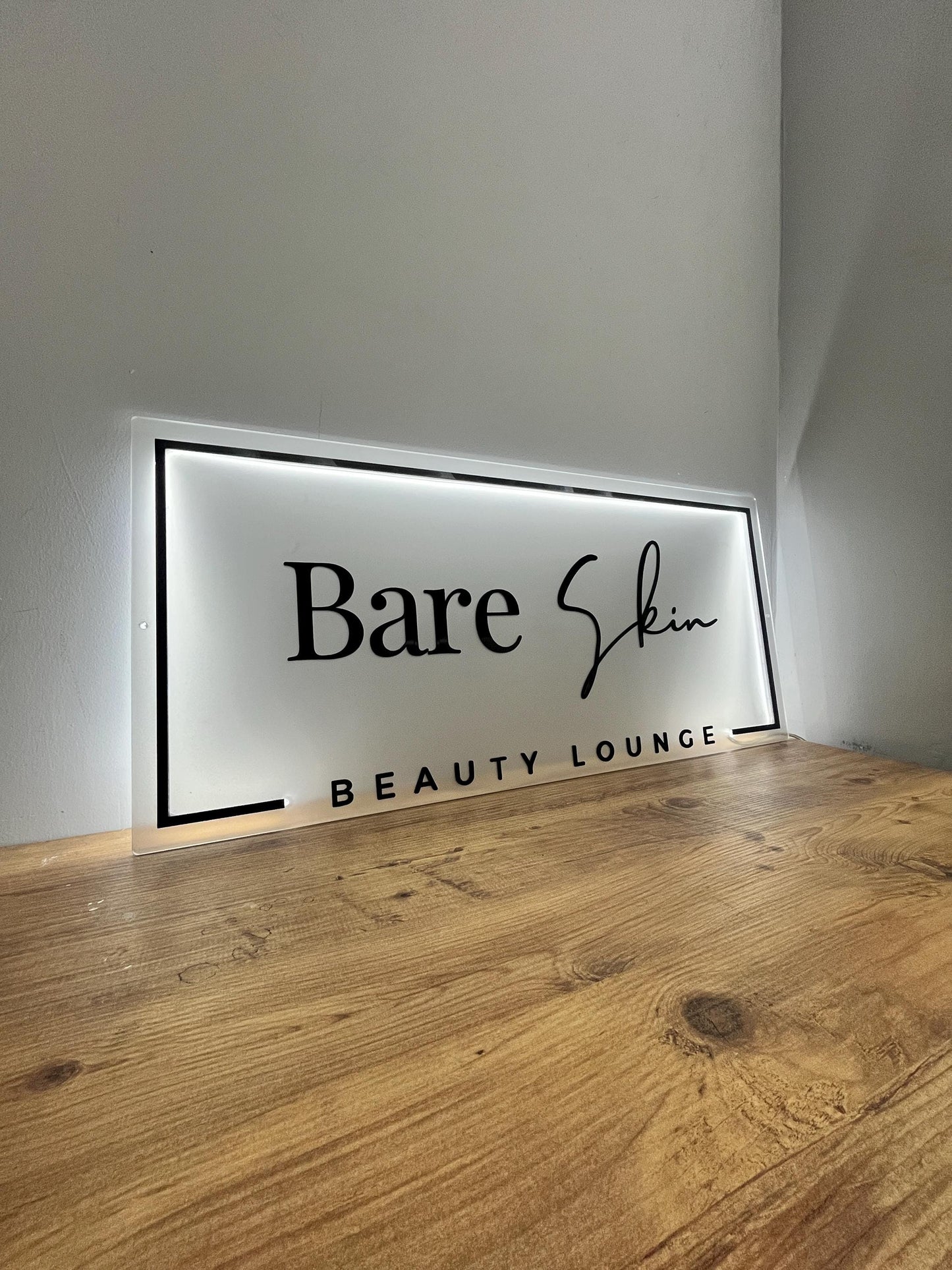 Frosted Acrylic Rectangle Custom Neon Sign, Backlit Acrylic Sign, Personalized Business Name Sign, Salon Wall Decor, Office Sign, Store Sign