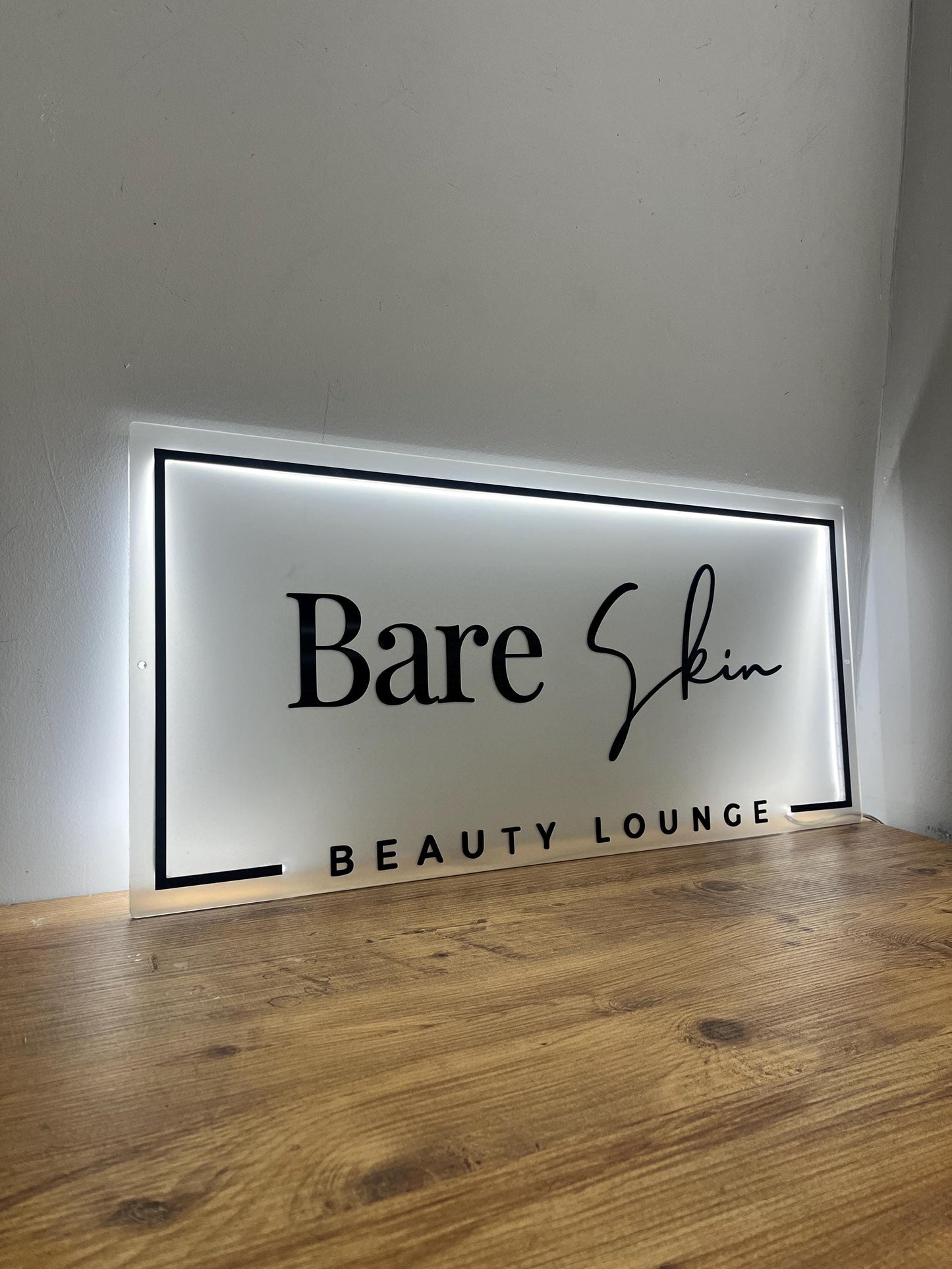 Frosted Acrylic Rectangle Custom Neon Sign, Backlit Acrylic Sign, Personalized Business Name Sign, Salon Wall Decor, Office Sign, Store Sign
