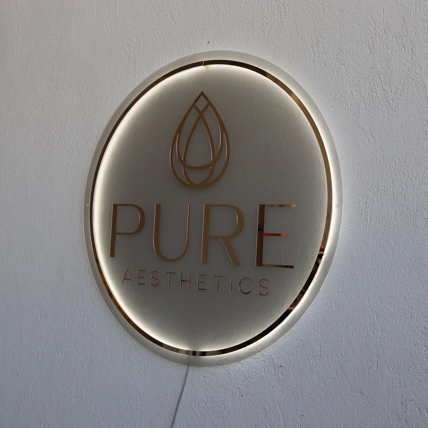 Custom Frosted Acrylic Round Neon Sign, Circle Shape with Frosted Background Business Logo Display Salon Spa Decor Gift