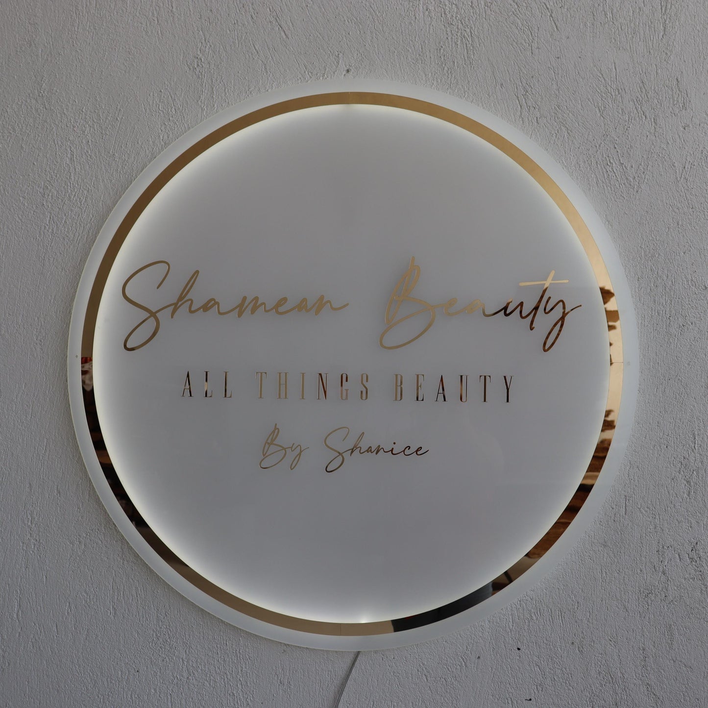 Custom Frosted Acrylic Round Neon Sign, Circle Shape with Frosted Background Business Logo Display Salon Spa Decor Gift