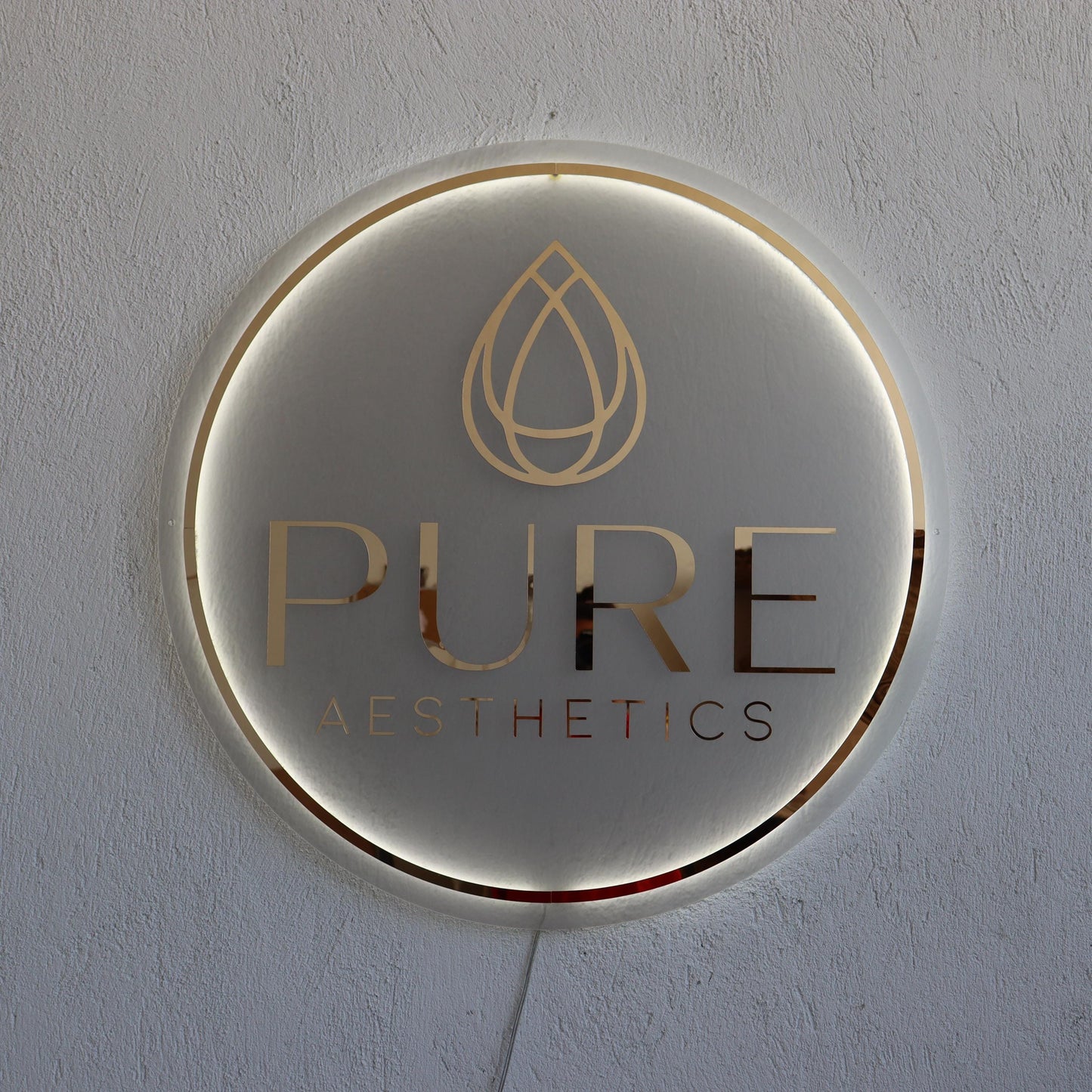 Custom Frosted Acrylic Round Neon Sign, Circle Shape with Frosted Background Business Logo Display Salon Spa Decor Gift