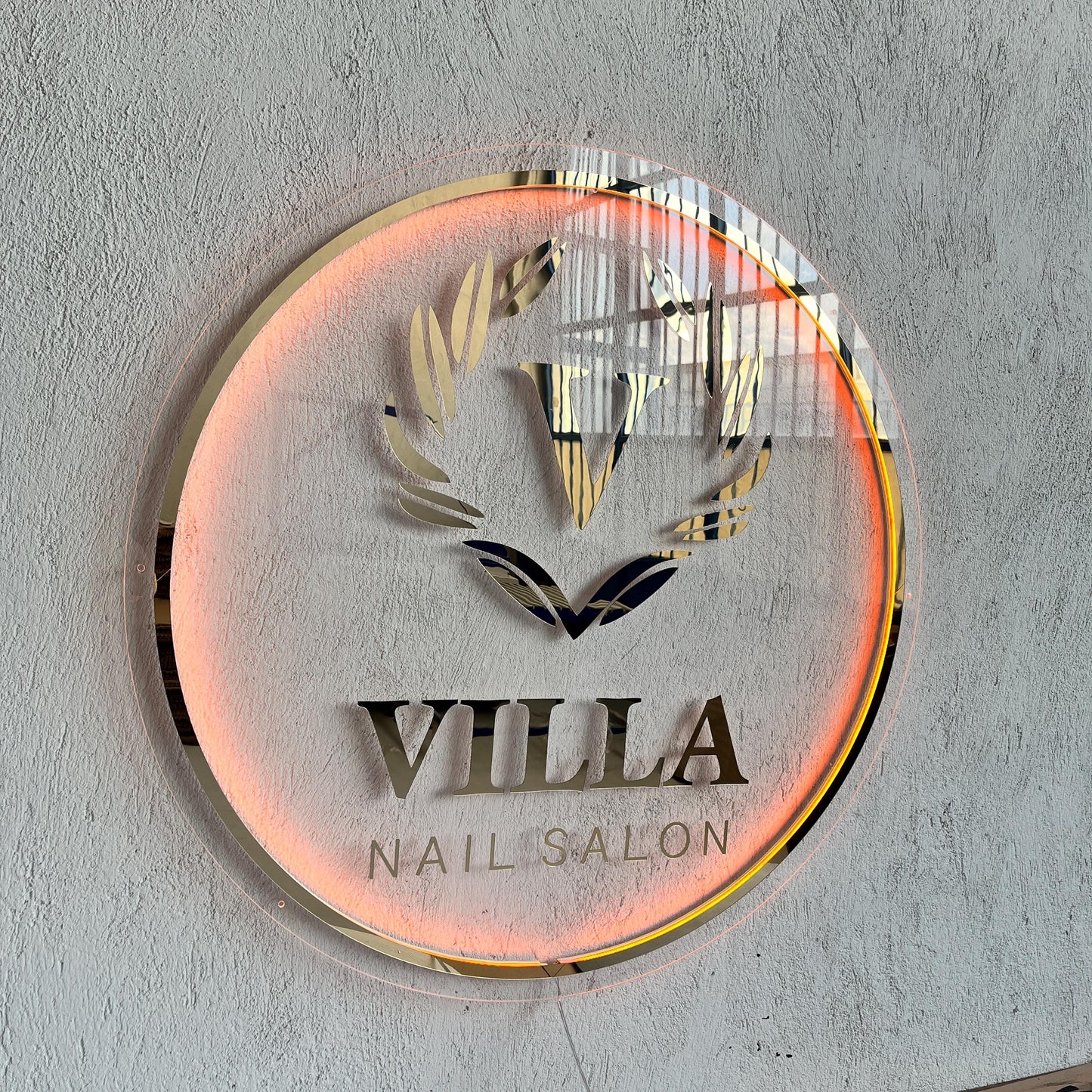 Custom Frosted Acrylic Round Neon Sign, Circle Shape with Frosted Background Business Logo Display Salon Spa Decor Gift