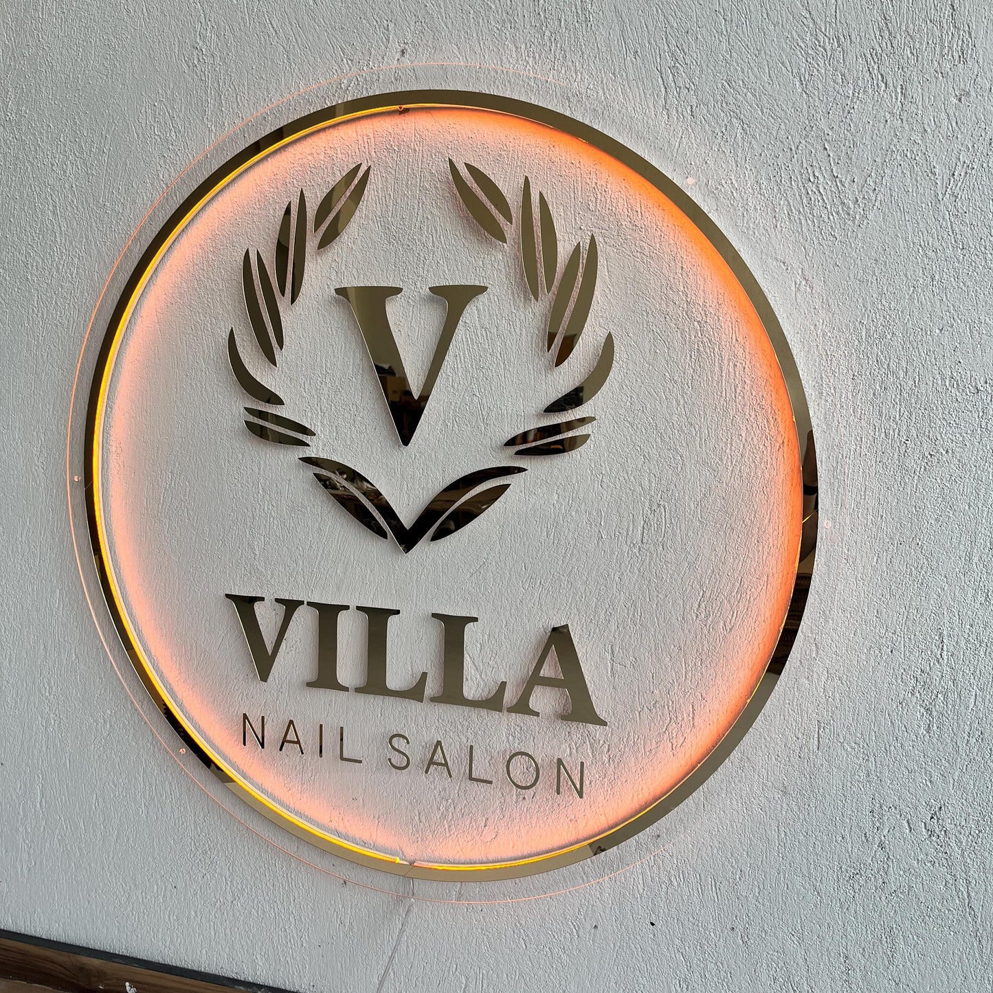 Custom Frosted Acrylic Round Neon Sign, Circle Shape with Frosted Background Business Logo Display Salon Spa Decor Gift