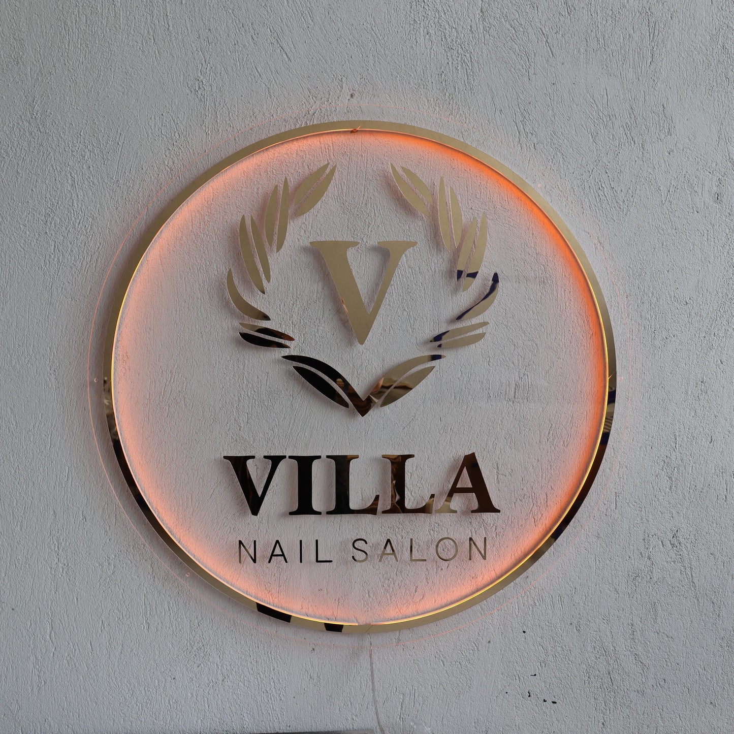 Custom Frosted Acrylic Round Neon Sign, Circle Shape with Frosted Background Business Logo Display Salon Spa Decor Gift