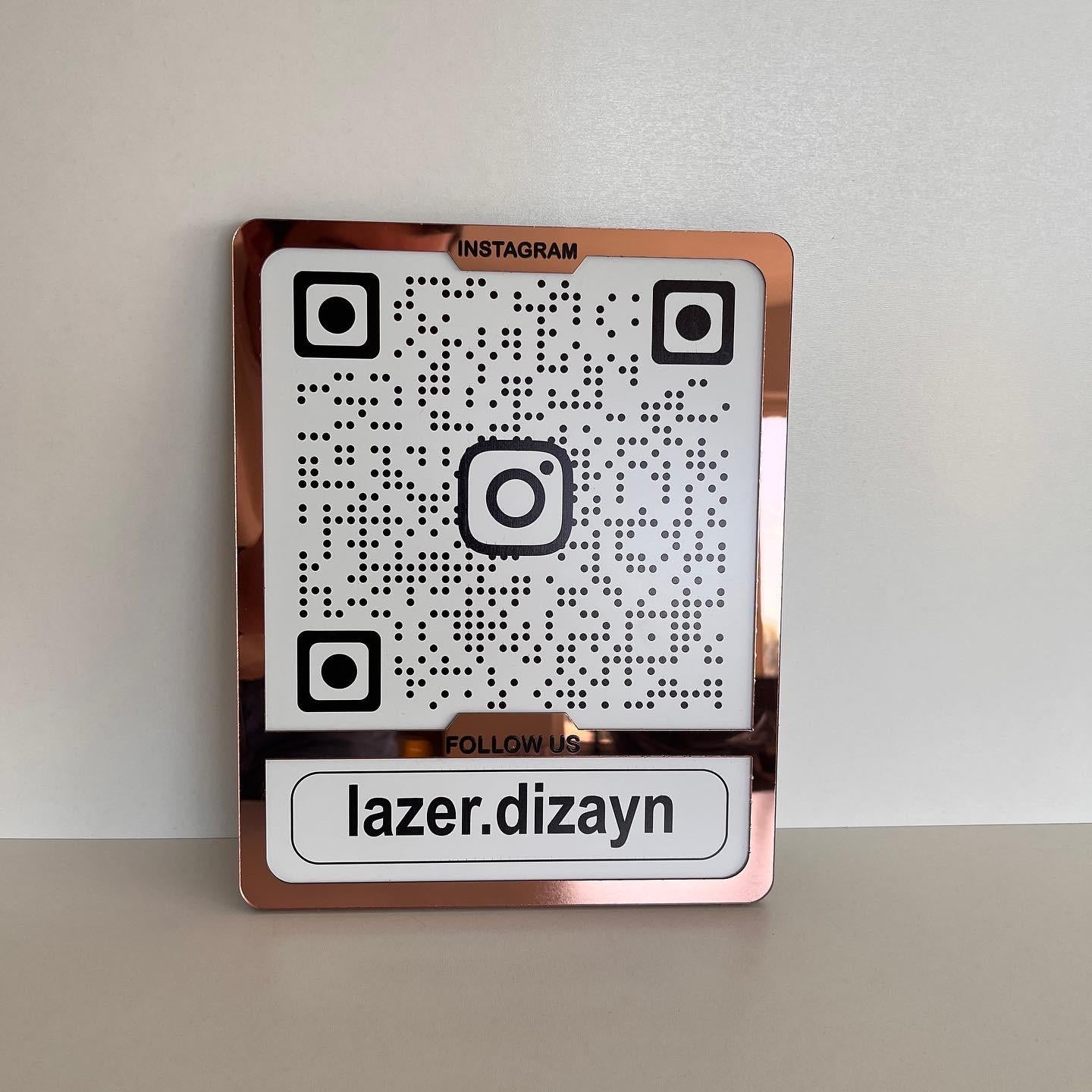 Custom Instagram QR Code Sign for Business, Laser Engraved Acrylic Social Media Plaque, Qr Code Sign For Business