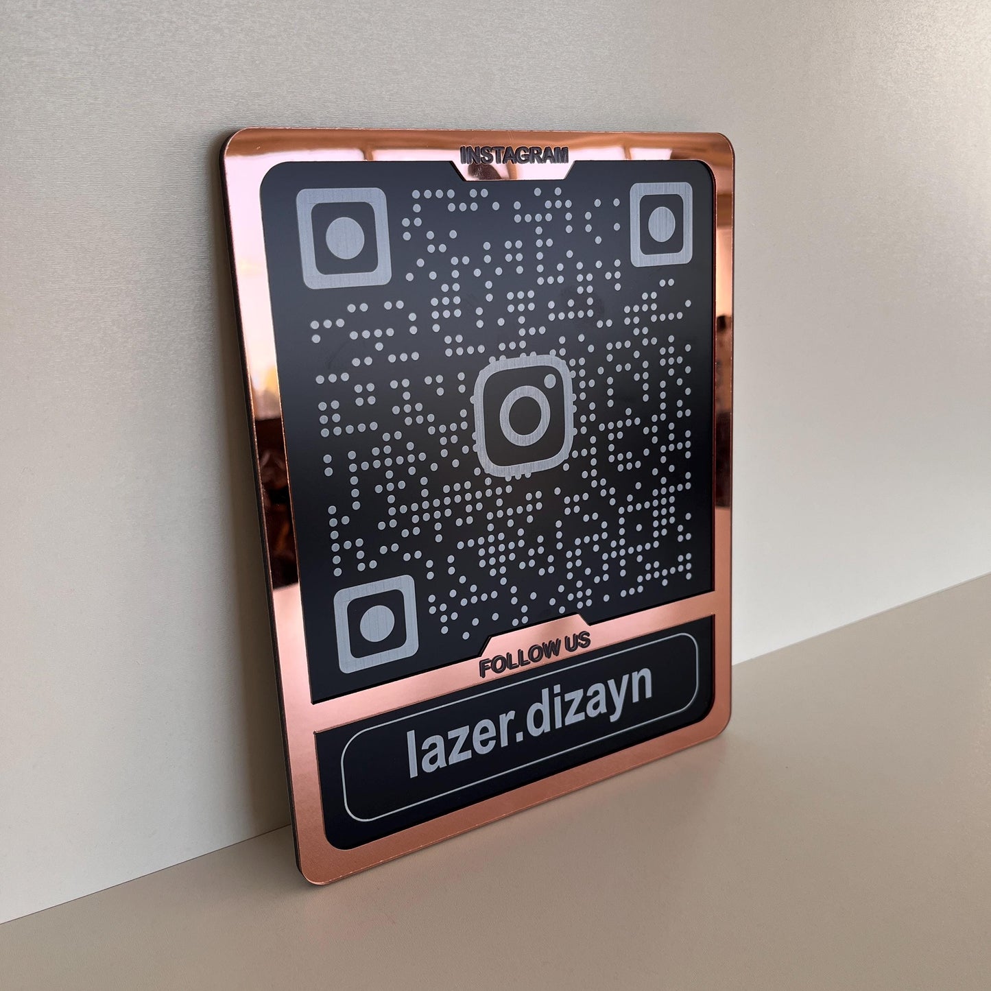 Custom Instagram QR Code Sign for Business, Laser Engraved Acrylic Social Media Plaque, Qr Code Sign For Business