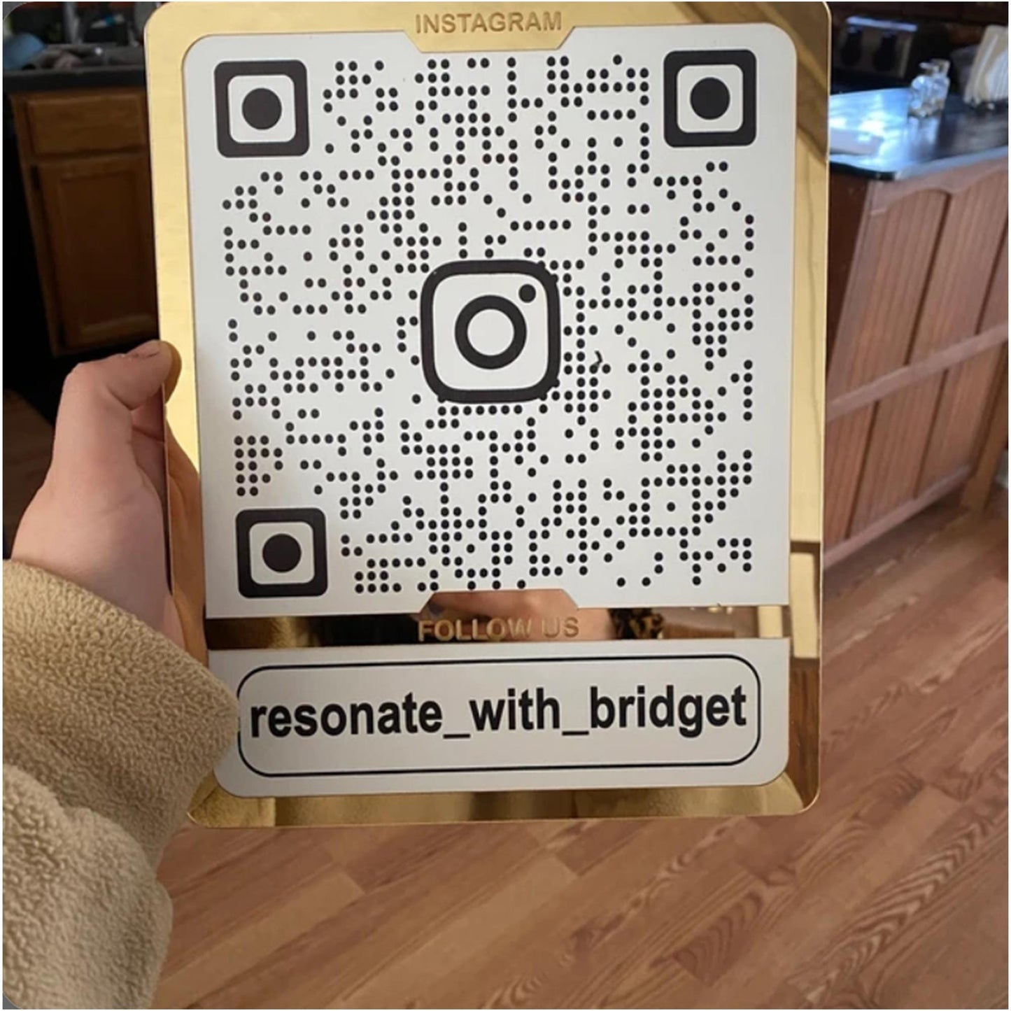 Custom Instagram QR Code Sign for Business, Laser Engraved Acrylic Social Media Plaque, Qr Code Sign For Business