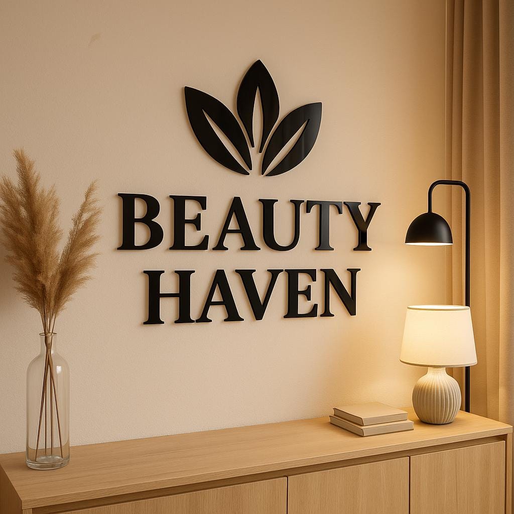 Business Logo Sign, Reception Logo Sign, Beauty Salon Sign, Laser Cut Logo Sign, 3D Business Sign, Business Signboard, Aesthetic Salon Sign