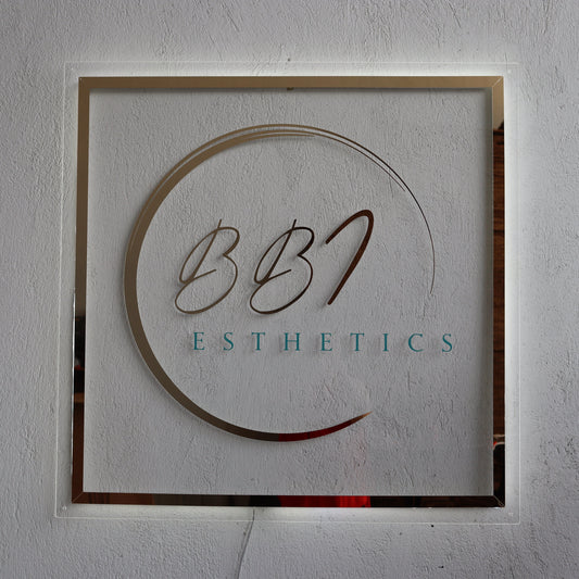 Square Business Neon Sign | Mirror Neon Sign |  Acrylic Custom Logo Decoration