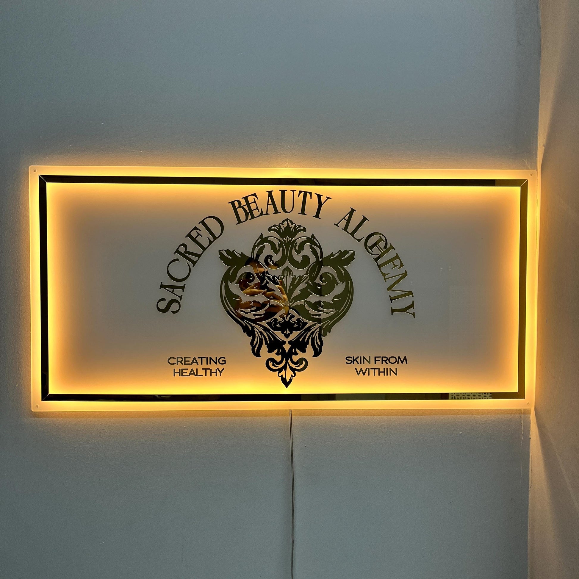 Rectangle Custom Neon Sign For Business Decor | Frosted Acrylic Sign