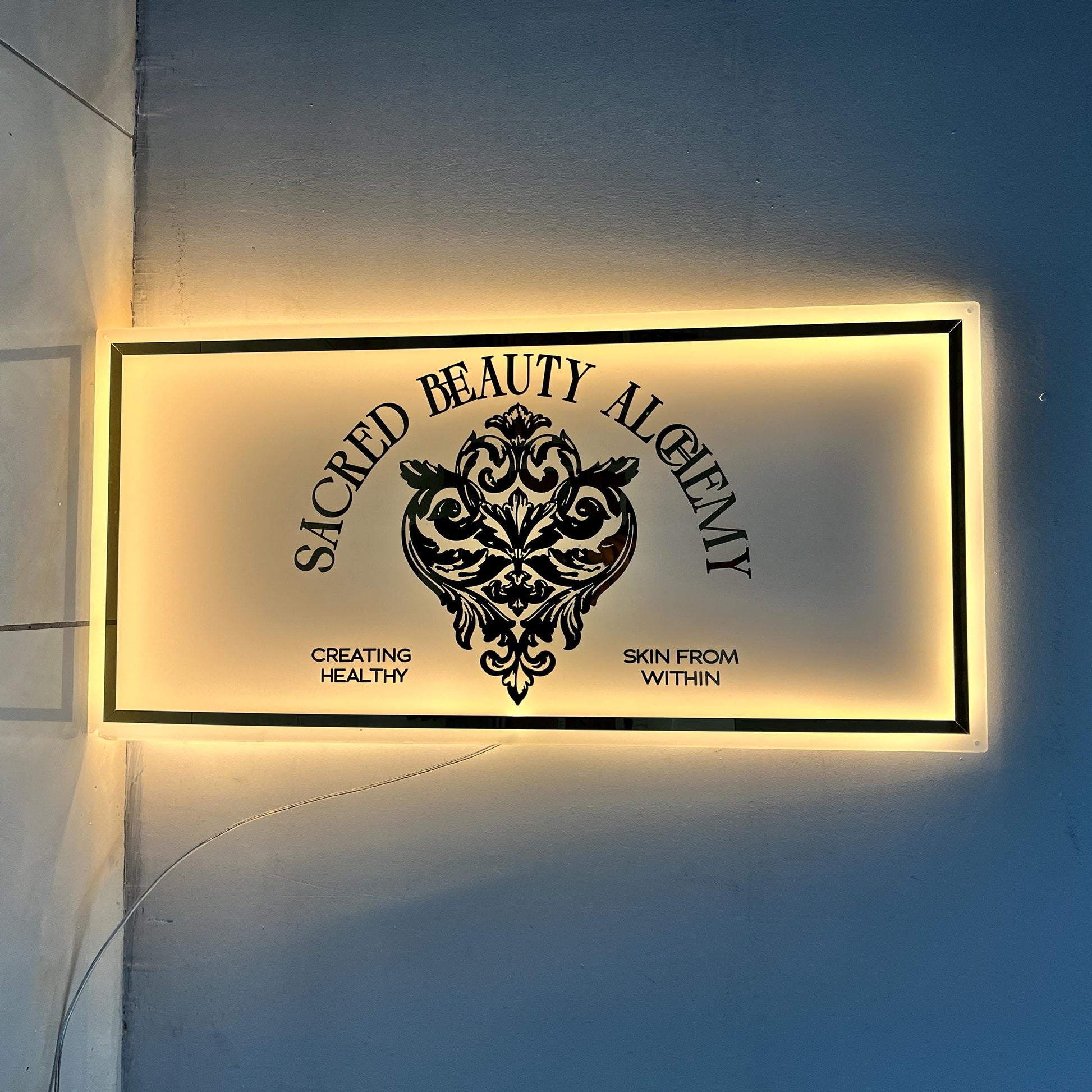 Rectangle Custom Neon Sign For Business Decor | Frosted Acrylic Sign
