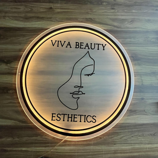 Custom Neon Sign For Business Decor | Frosted Acrylic Gold Mirror