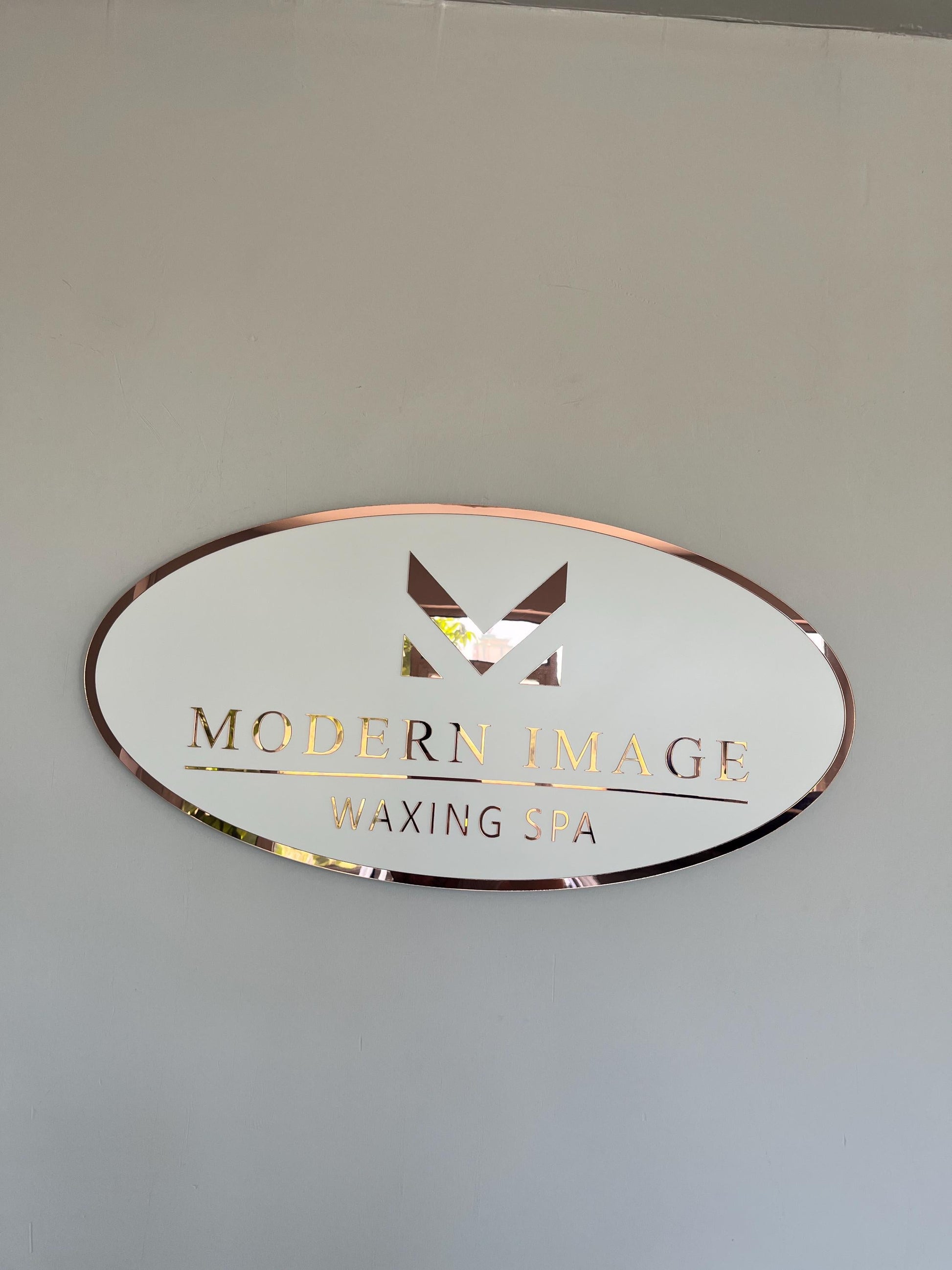Custom Oval Sign For Business Decor | White Background Mirror Sign