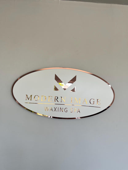 Custom Oval Sign For Business Decor | White Background Mirror Sign