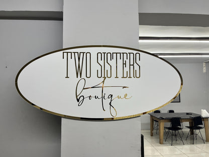 Custom Oval Sign For Business Decor | White Background Mirror Sign